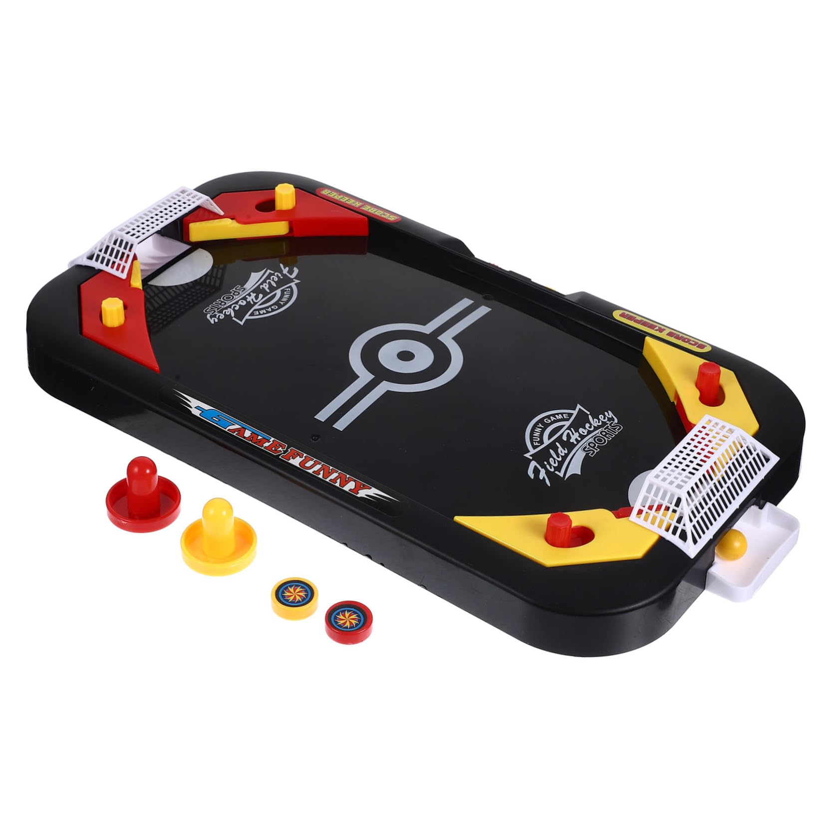 SUPVOX Jeu de Hockey sur Glace de Table Éducatif Mini Compétition 2 Joueurs Plastique Noir