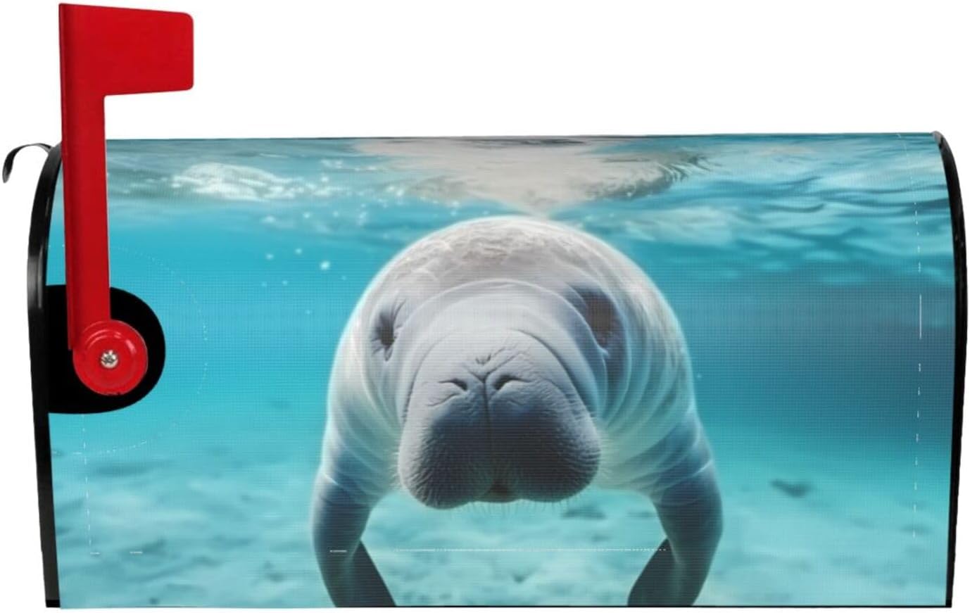 Ocean Animal Manatee Waterproof Mailbox Cover – Oxford Fabric Mailbox Protector with Magnetic Strips, Easy Install, Outdoor Weather Protection