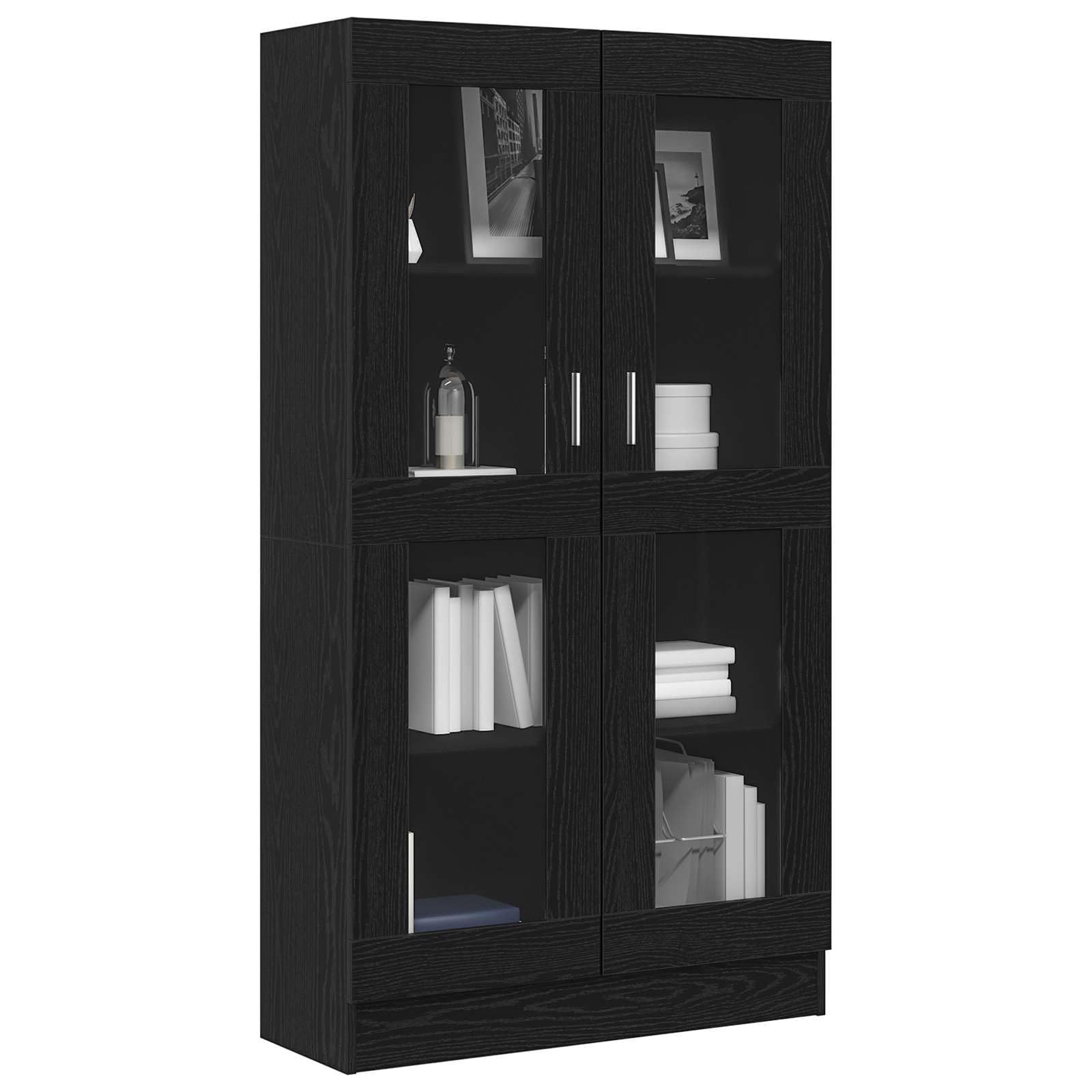 Libreria a 4 ripiani, 82,5 x 30,5 x 150 cm, in legno con ante in vetro