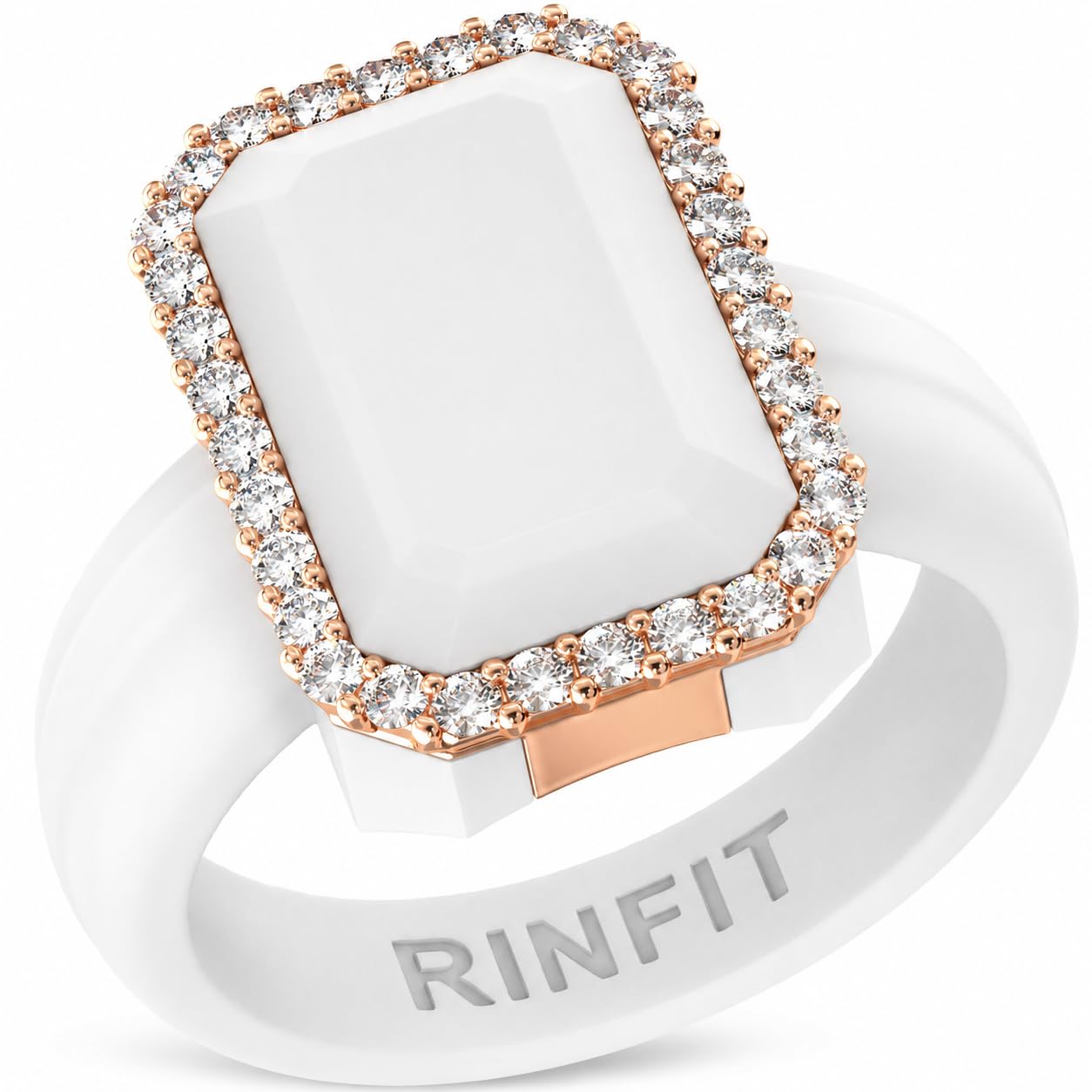 Rinfit Emerald Silicone Ring with CZ Stones for Women