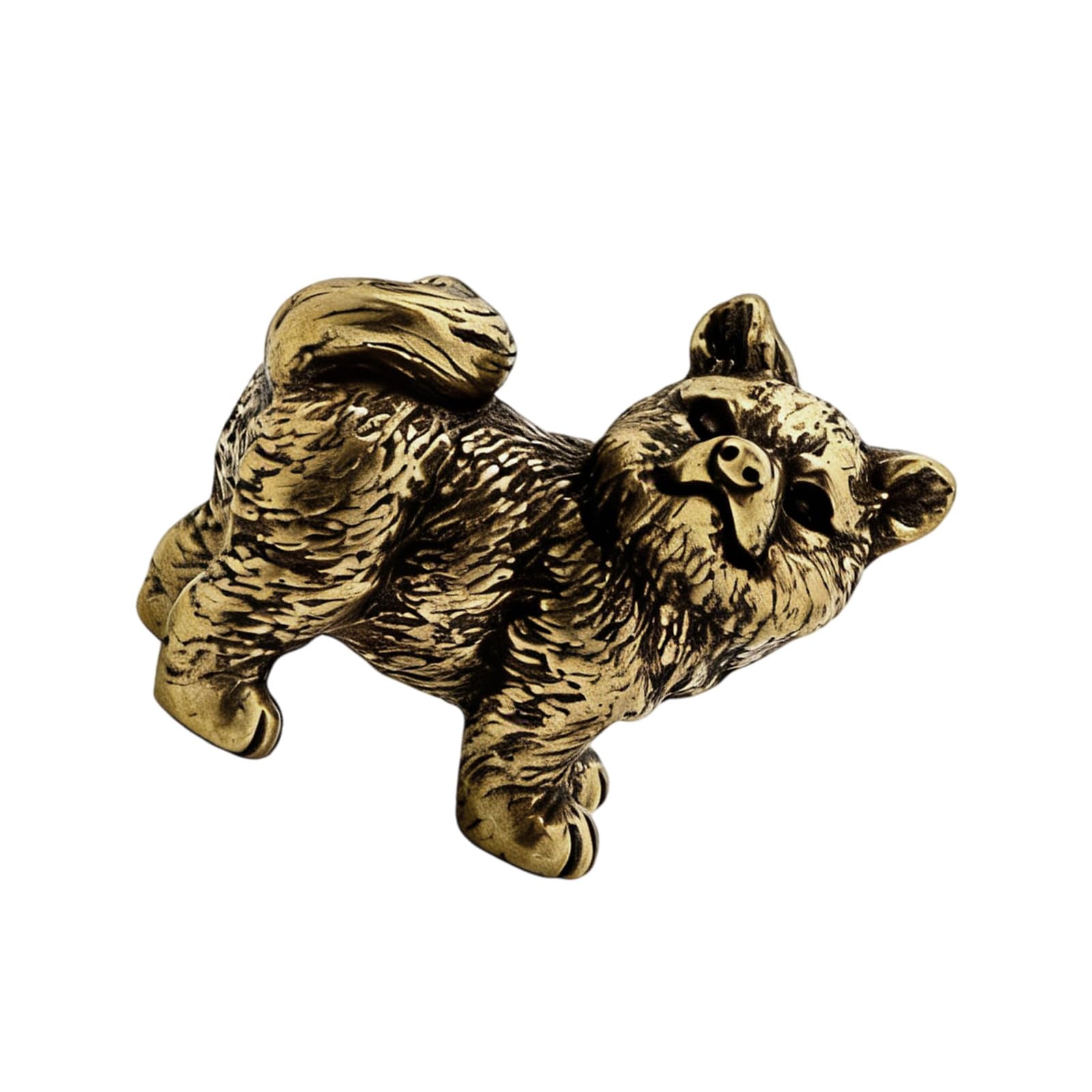 Tsophreniq Brass Chinese Rural Dog Statue Traditional Zodiacs Animal Miniature Figurine Decors for Home Offices Desk Display Ornament Cultural Gift Decors