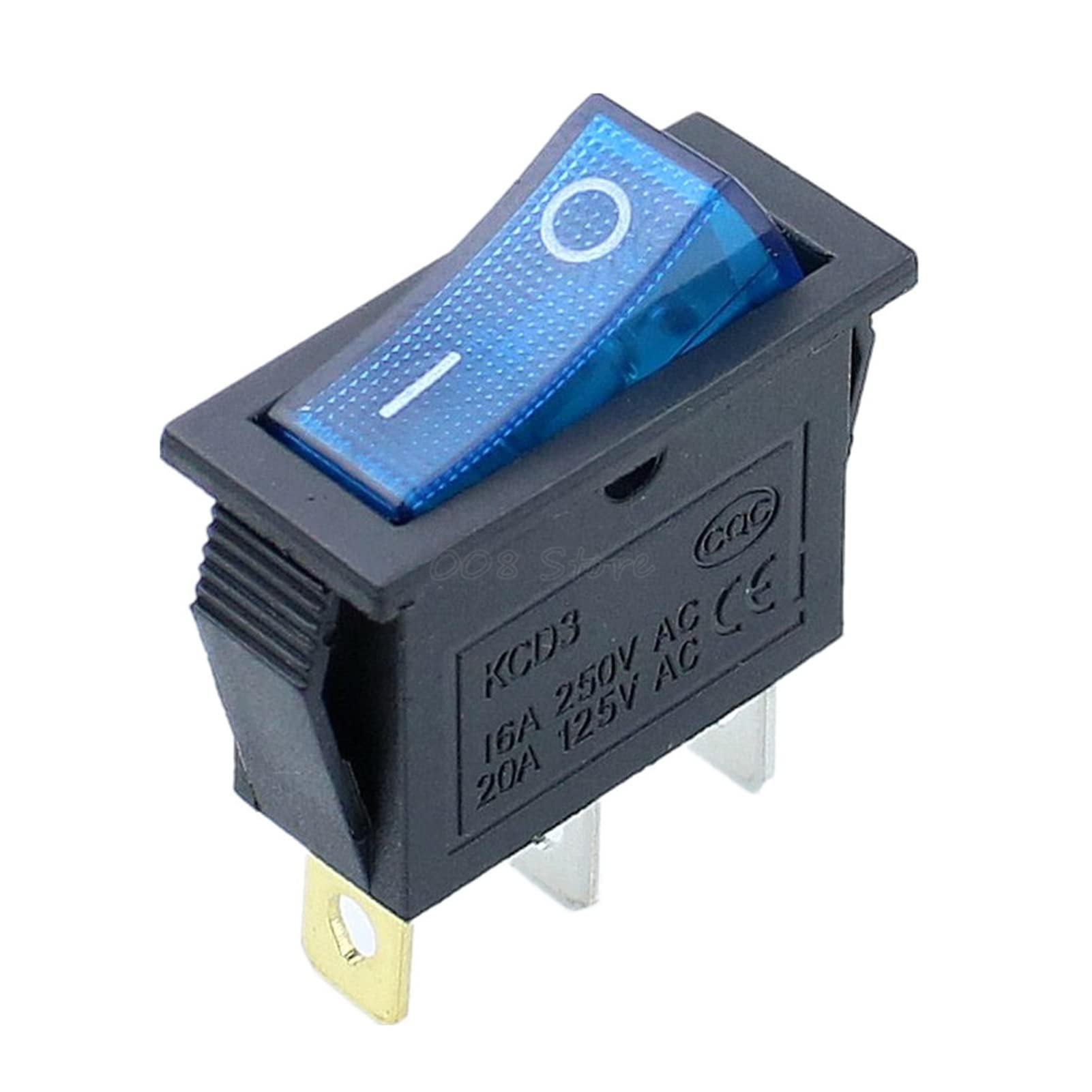Interrupteur à bascule bleu 3 pin 250V pour appareils électriques