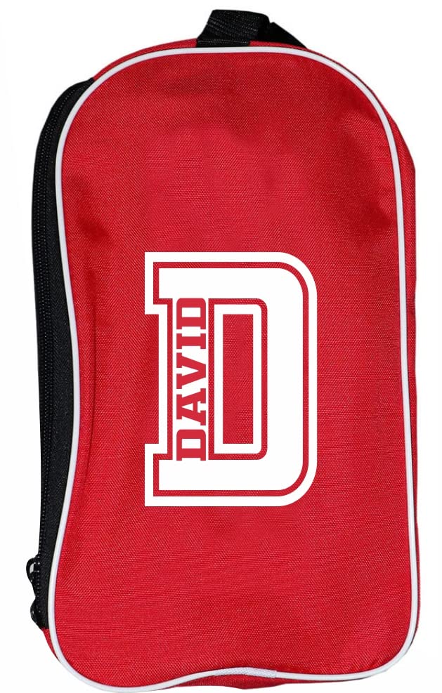 Personalised Boot Bag Football Rugby Sports School Shoe Bags Custom Printed (Red)
