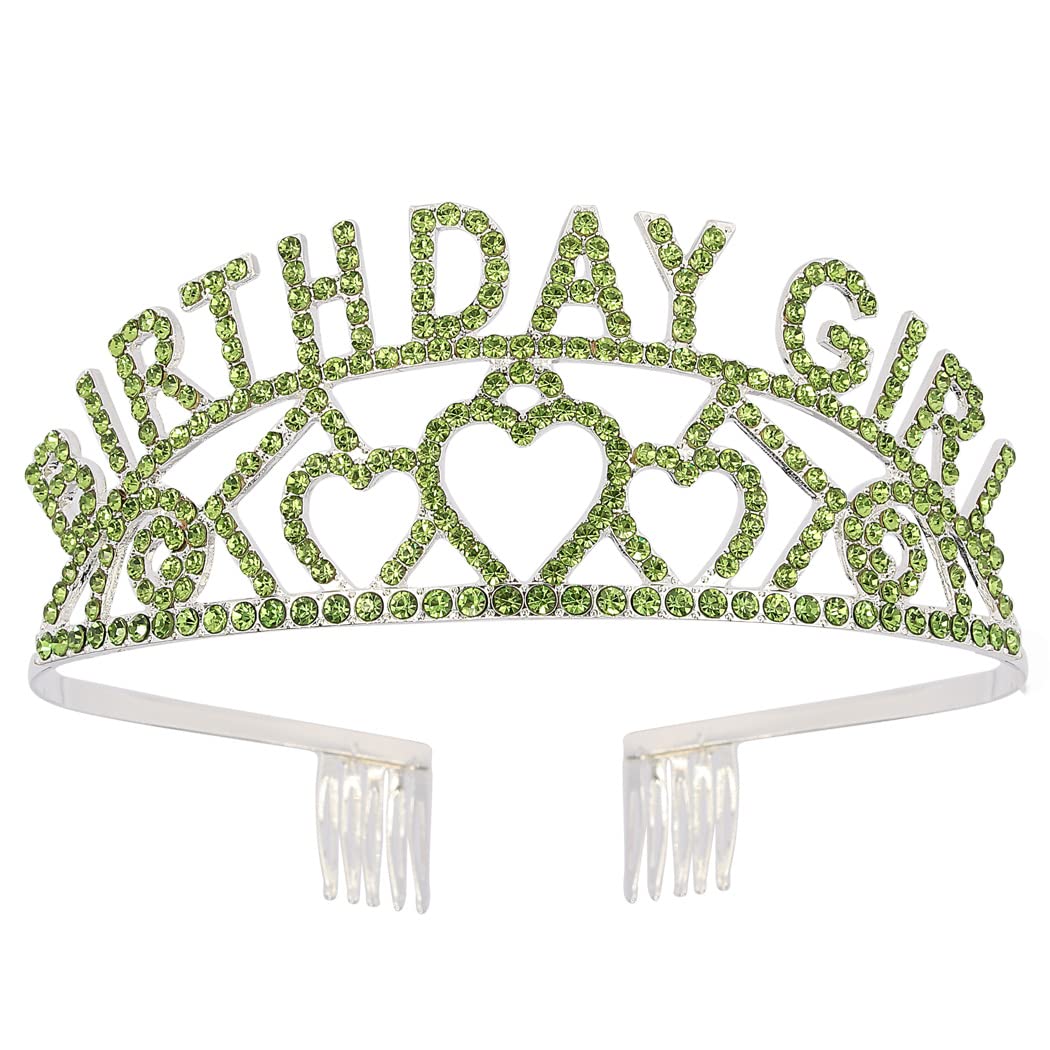 AOPRIE Green Silver Birthday Crowns for Women Tiaras for Women Crowns for Girls Rhinestone Crystal Decor Headband-image-30