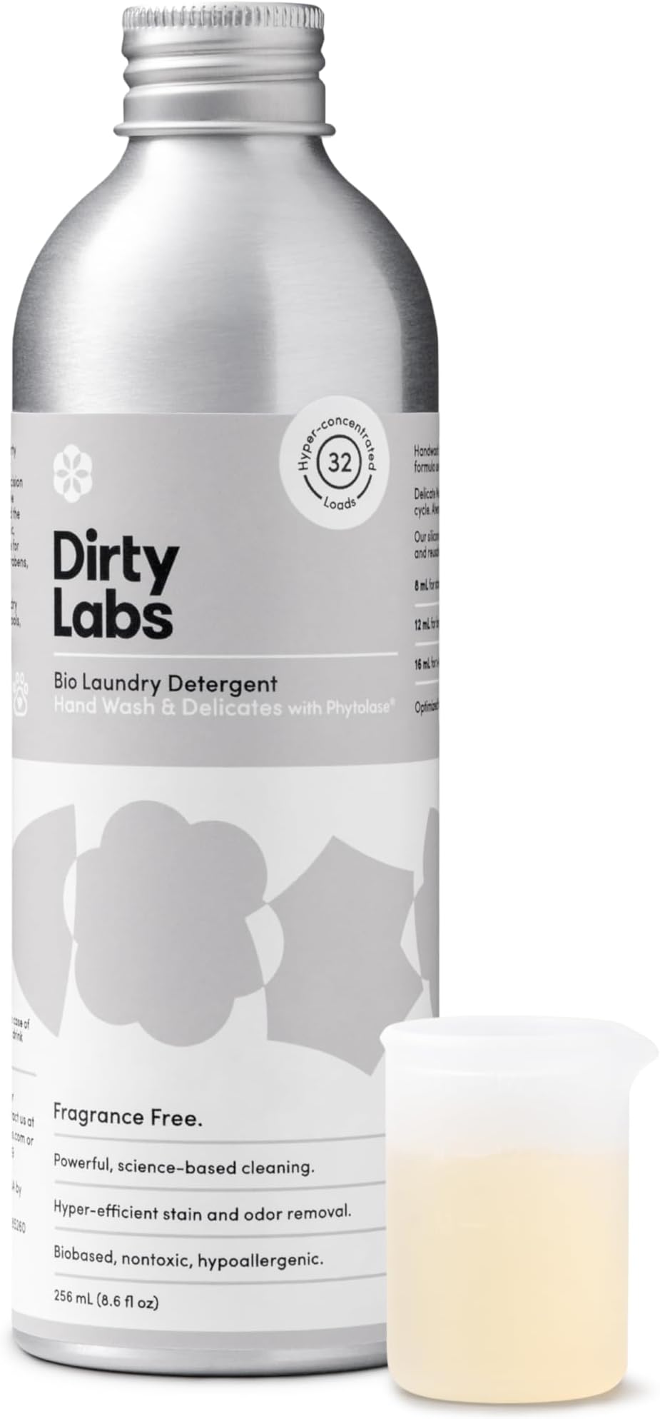 Hand Wash and Delicates | Scent Free | 32 Loads (8.6 fl oz) | Bio Enzyme Liquid Laundry Detergent | For Fine Silks, Wools, Handwash Garments | Hyper-Concentrated | Non Toxic, Biodegradable | Stain & Odor Removal