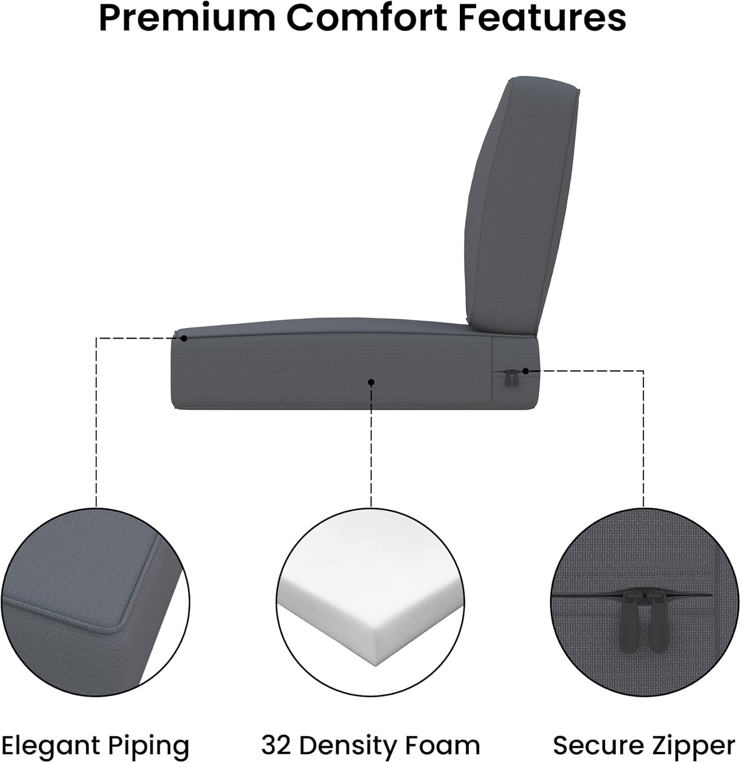 Covers & All Outdoor Deep Seat Cushion for Patio Furniture, 25 x 25.5 x 5 Inch High-Density Foam Patio Chair Cushion with Water-Repellent & UV-Resistant, Tear-Resistant Seat & Back Cushion Set of 1