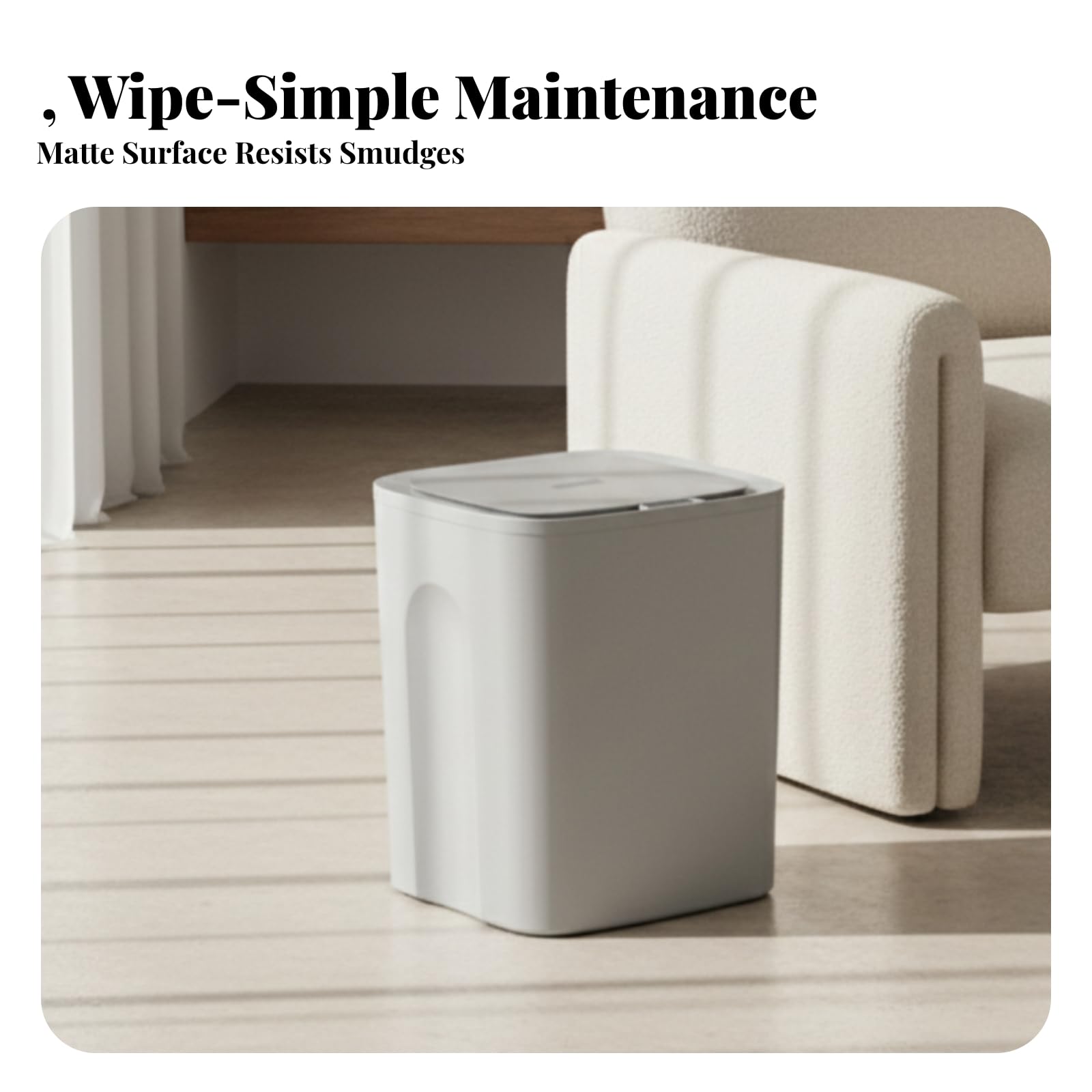 Papelera con Tapa Compacto Contenedor, 12L-Gris Niebla, Size to 1