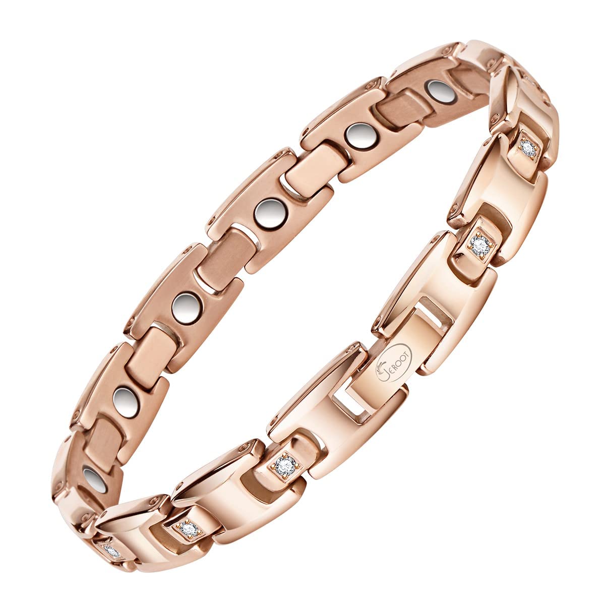 JEROOT Bracciale Magnetico Dimagrante In Titanio, Catena in Ematite Lucida da Dona Bracciale Magnetico Alla Moda, Bracciale Per La Perdita Di Peso