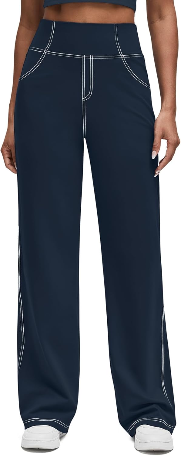 G4Free Women's EverGoing Wide Leg Pants Casual High Waisted Yoga Pants with 4 Pockets Stretch - Image 2