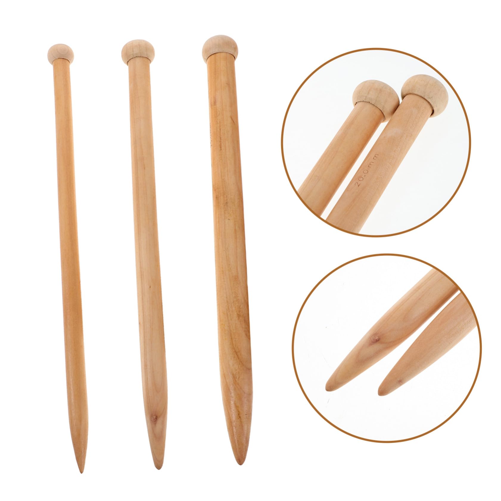 Agujas de Tejer de Madera Gruesas 6 Piezas para Manualidades