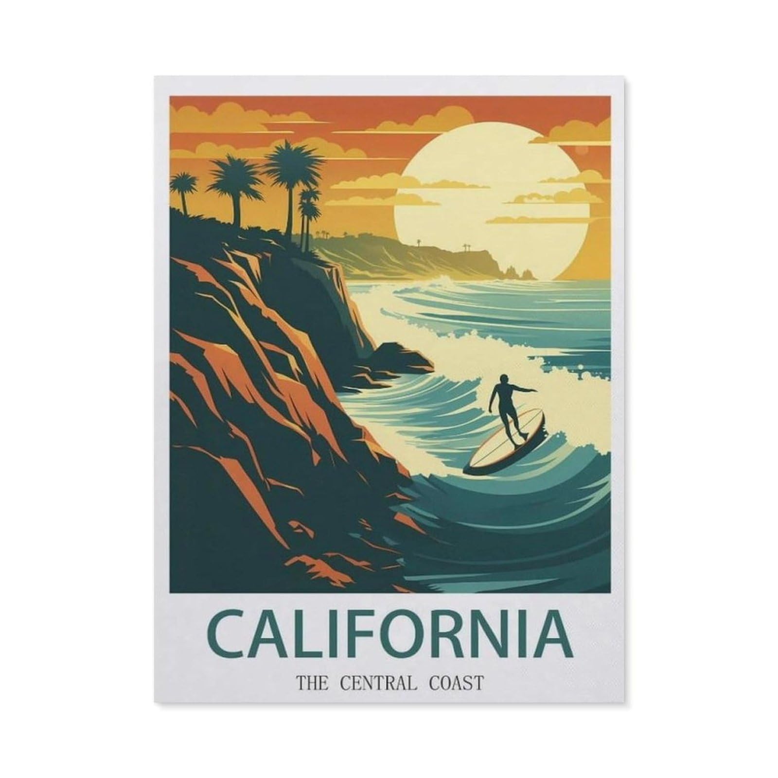 The Central Coast California，Vintage Tin Signs Funny Metal Tin Sign Wall Art Garden House Plaque for Bathroom Kitchen Cafe Wall Halloween Christmas Decor(15x30cm）6x12 inch-EE66