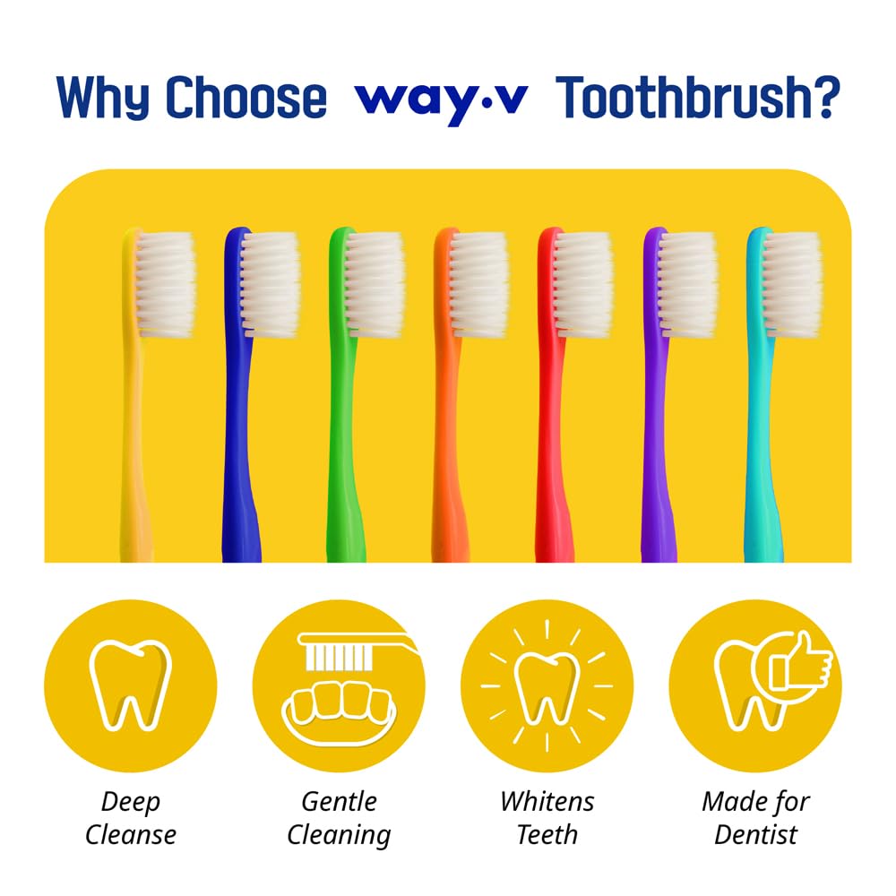 Way.V - Cepillo de dientes extra suave, paquete de 7 unidades para encías y dientes sensibles, 3000 cepillos de cerdas ultra suaves con cubiertas higiénicas para la cabeza, recomendado por dentistas
