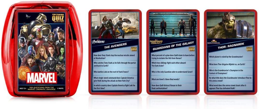Top Trumps Marvel Cinematic Universe Quiz Game, 500 Questions to Test Your Knowledge on Guardians of the Galaxy, Avengers, S.H.I.E.L.D, Wakanda and More, Gift and Toy for Boys and Girls Aged 8 Plus