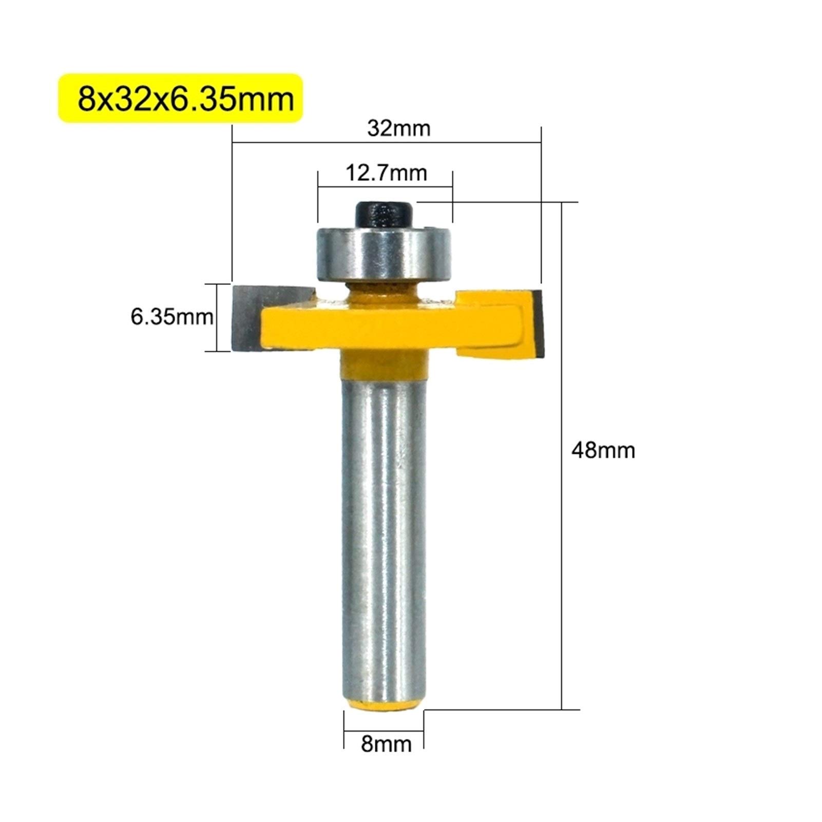 Punte del Router 5Pcs 8 Millimetri Shank Cave a T Fresa con Cuscinetto Legno scanalare Fresa T-Tipo Potente Strumento di carpenteria in Legno