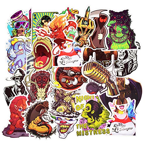 Adesivi impermeabili, 50 pezzi, motivo terrore, punk, misti, scuri, sexy, graffiti, adesivi fai da te, per bicicletta, bagagli, laptop, skateboard, frigorifero, chitarra