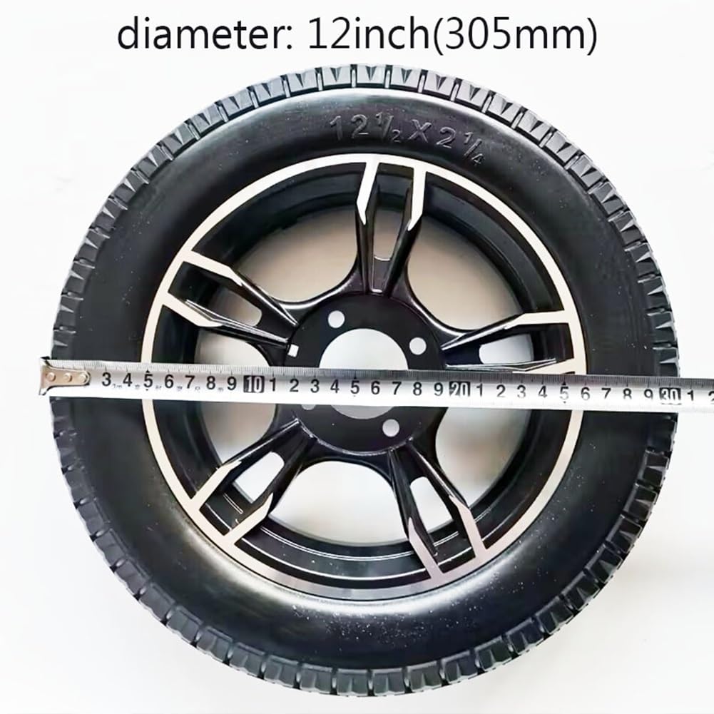 Ruedas Traseras de 12 Pulgadas para Silla de Ruedas, 12 1/2 x 2 1/4 Rueda de Repuesto para Silla de Ruedas Eléctrica, Neumático Sólido No Inflable, Cojinete: 1 3/4" (45 mm)