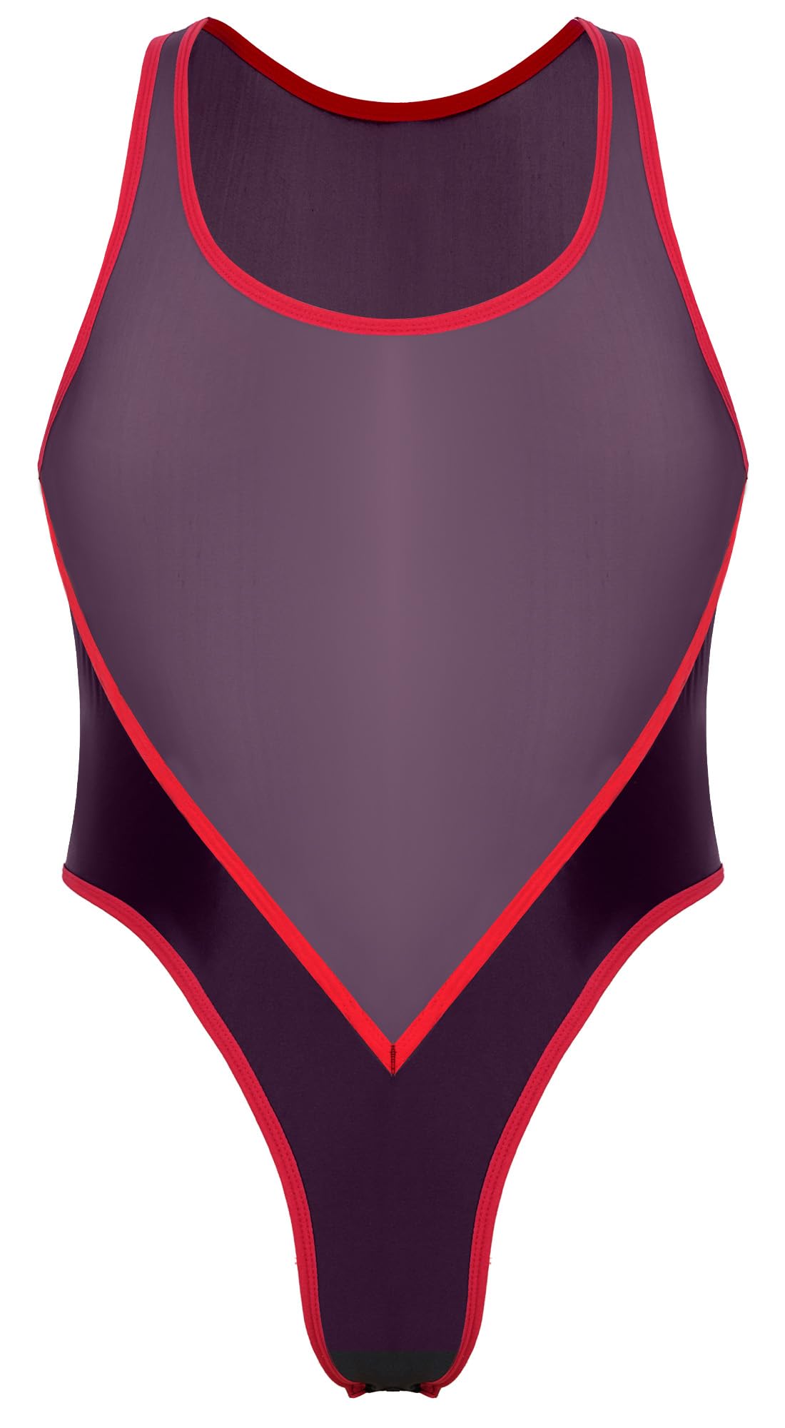 FEOYA Body da uomo lucido, body con perizoma, trasparente, biancheria intima, senza maniche, canotta da notte
