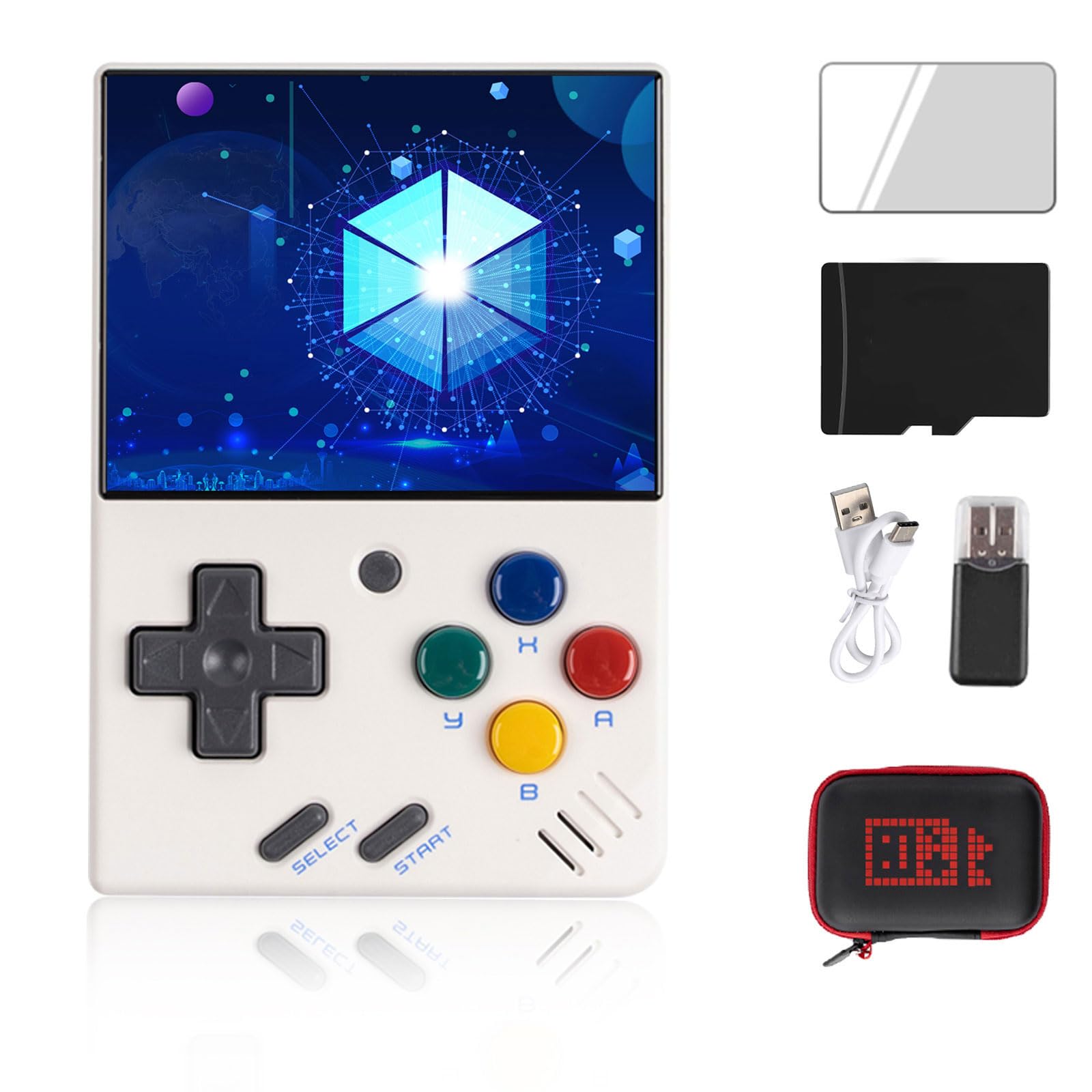 WESICHMiyoo Mini Handheld Game Console,2.8 Inch IPS Classic System Retro Video Games Consoles,with 64G TF Card and Wireless Networt Handheld Console Casual Game Console(White)