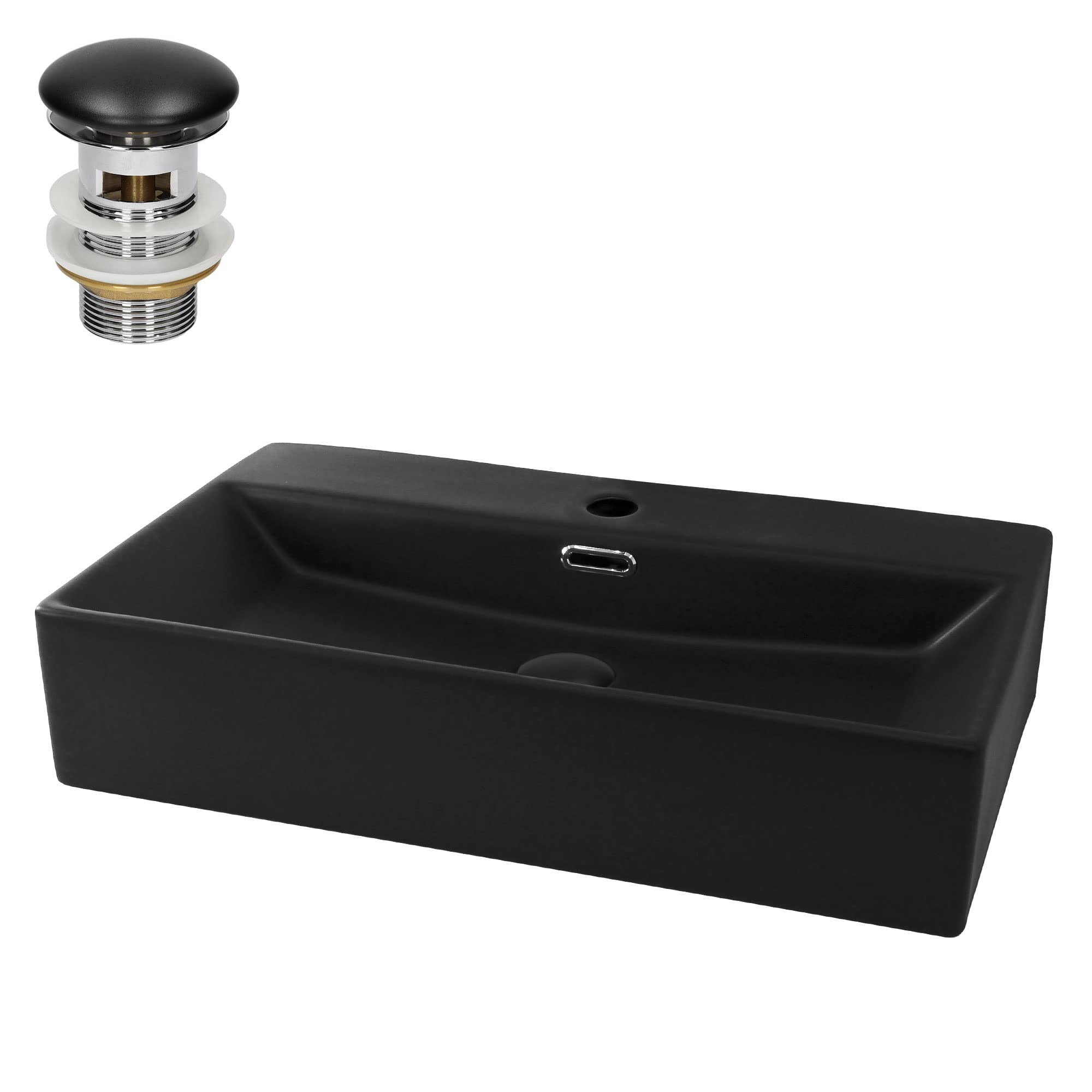 ML-Design Lavabo de Cerámica Negro Mate Redondo Ø 280 x 150 mm Con Agujero De Desagüe Lavamanos Moderno De Encimera Sobremesa De Superficie Pila Para Baño Aseo Fregadero Diseño Minimalista — view 38