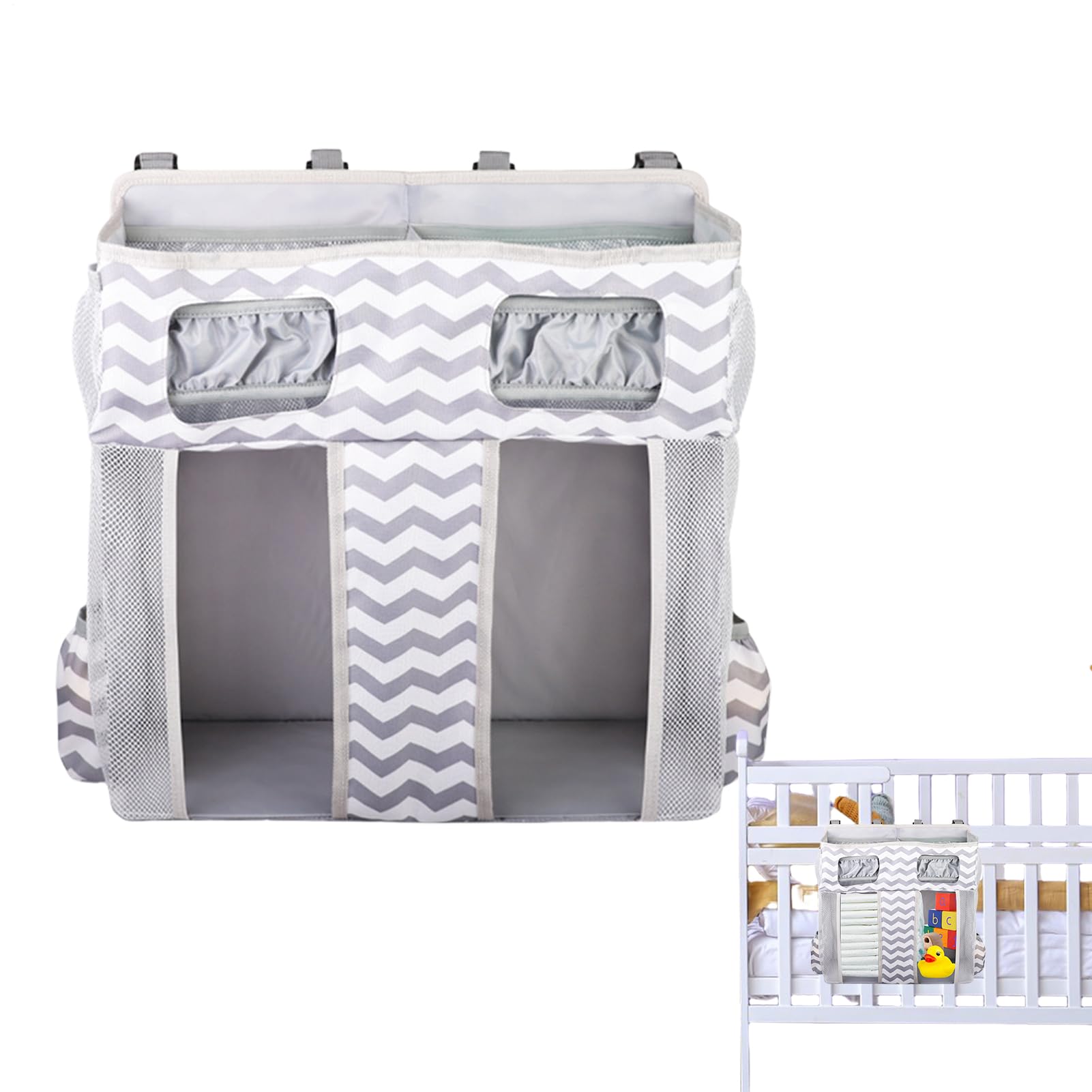 Generico Organiseur de | Grand sac de rangement Oxford pour berceau, sac à avec plusieurs compartiments, grande capacité pour murs de maison