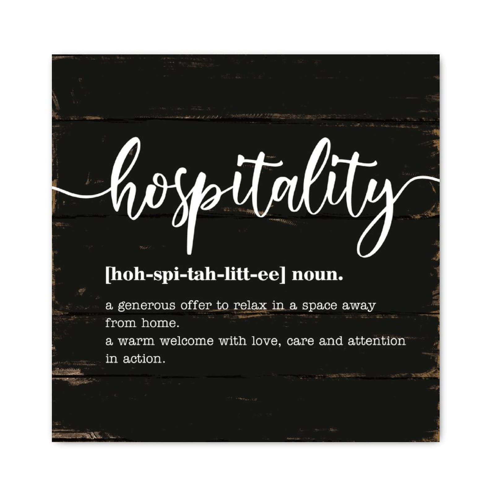 Evans1nism Style-2 Hospitality Definition Wooden Signs Primitive Sayings Wooden Plaque Typography Art Print Farmhouse Style Wall Decor Abstract Farmhouse Wood Sign For Farmhouse Laundry Room Bedroom 16X16in