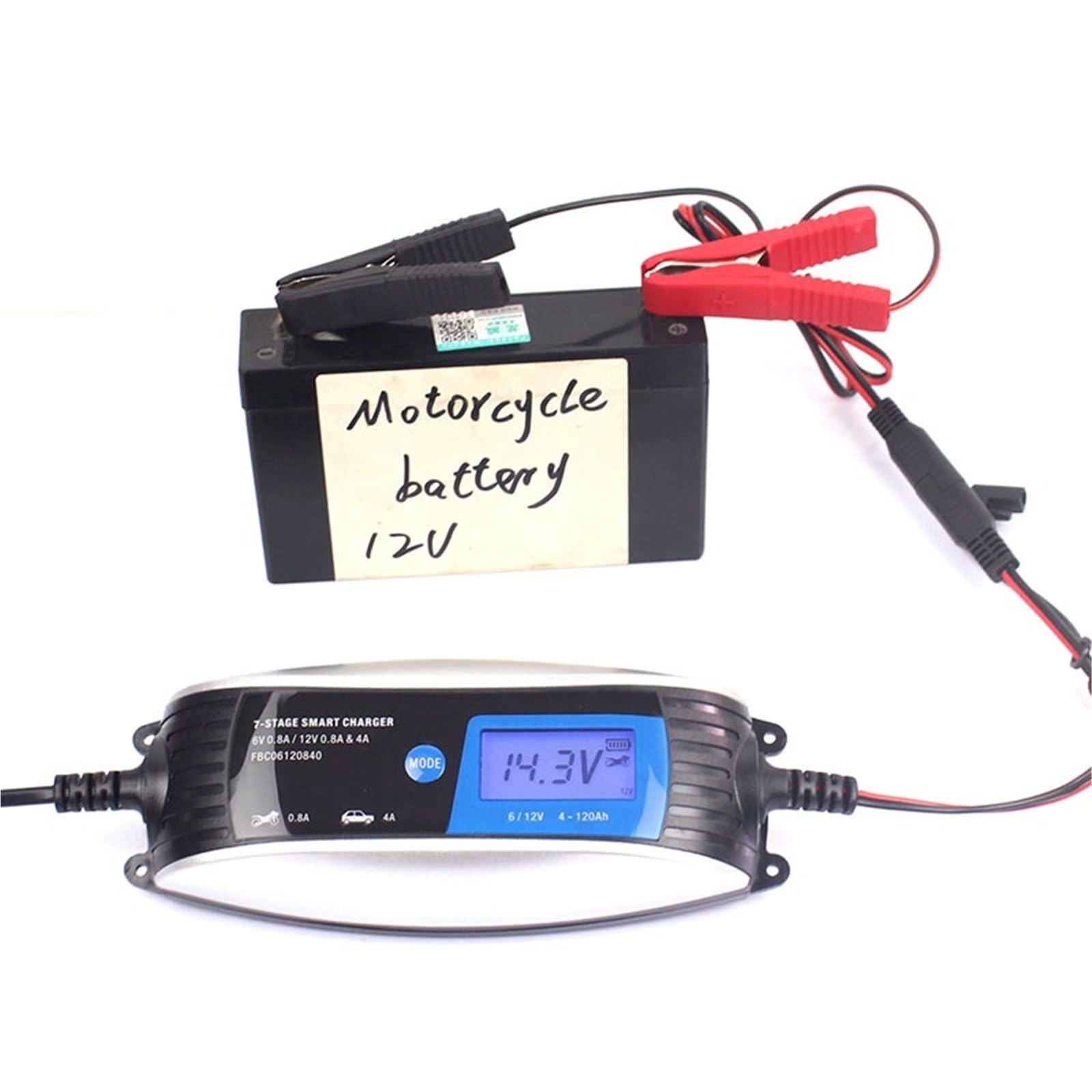 Carica Batteria per Auto, Cargador de 6V / 12V 0.8A 4A la Motocicleta del Enchufe batería Coche 7 etapas automática Inteligente a Prueba Agua