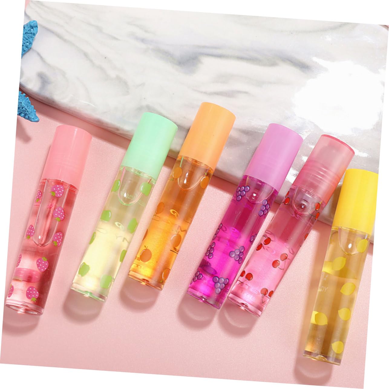Labiales Líquidos Transparentes 12 Piezas Diseño de Fruta Humectantes | Formato Portátil, Textura Ligera, Acabado Incoloro, para Mujeres, Obsequio de Invierno, Plástico y Líquido