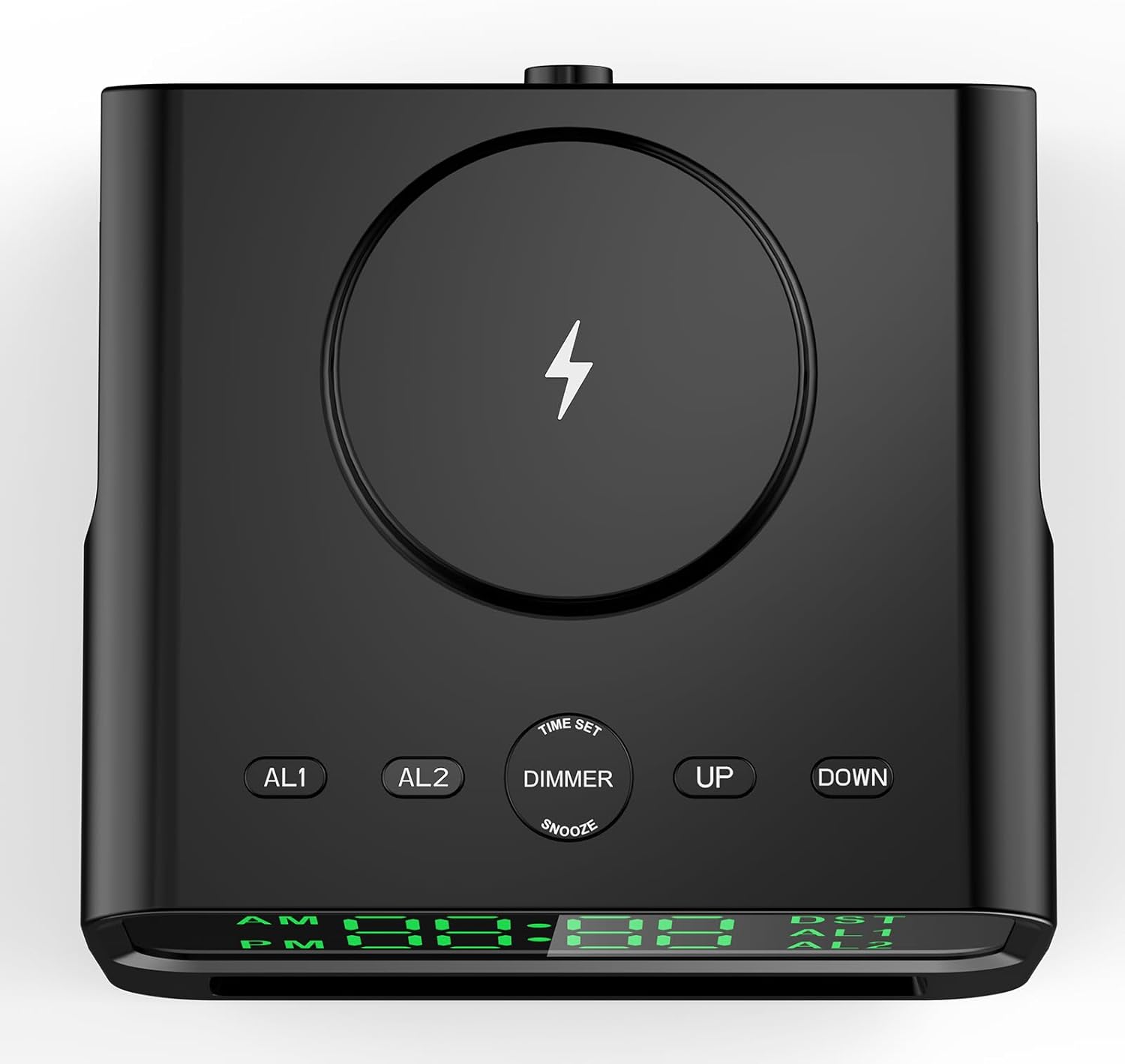 Kungfuking Digital Alarm Clock with Wireless Charging for Bedroom, Nightstand Dorm Room Hotel Clock, USB A&C Charging, 2 AC Outlets, Dual Alarm Clock, Snooze, Dimmable, DST