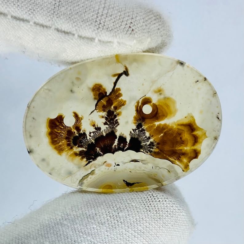 Cabochon ovale en agate dendritique naturelle 31x21mm pour création bijoux DIY - 2