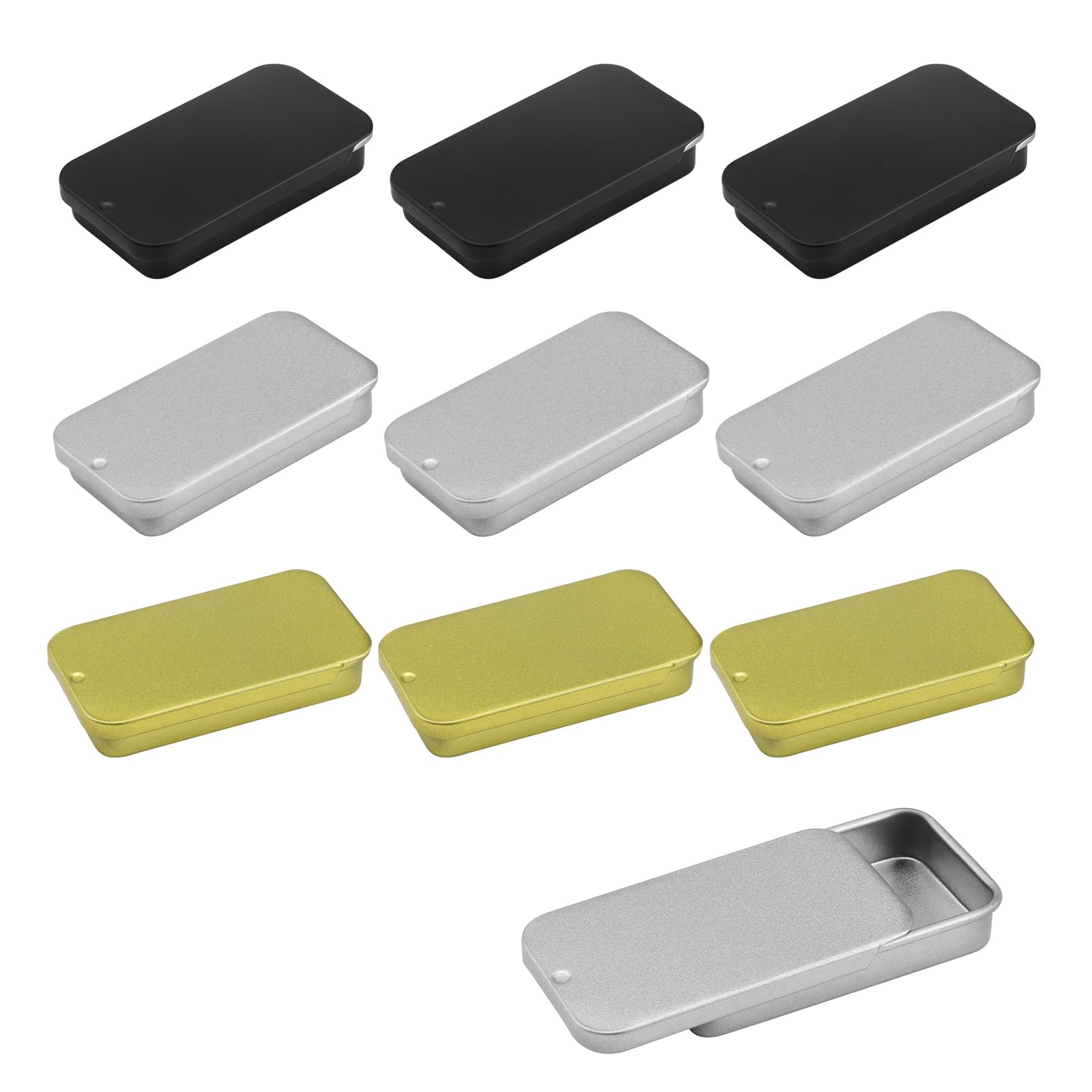 KLEHOPE 9 Pezzi Scatolette Latta Piccole, Scatole Piccole in Metallo, Scatole Rettangolari con Coperchio, Scatola Metallo Adatto per Riporre Caramelle, Bottoni e Piccole Parti Varie, 6XTH-9
