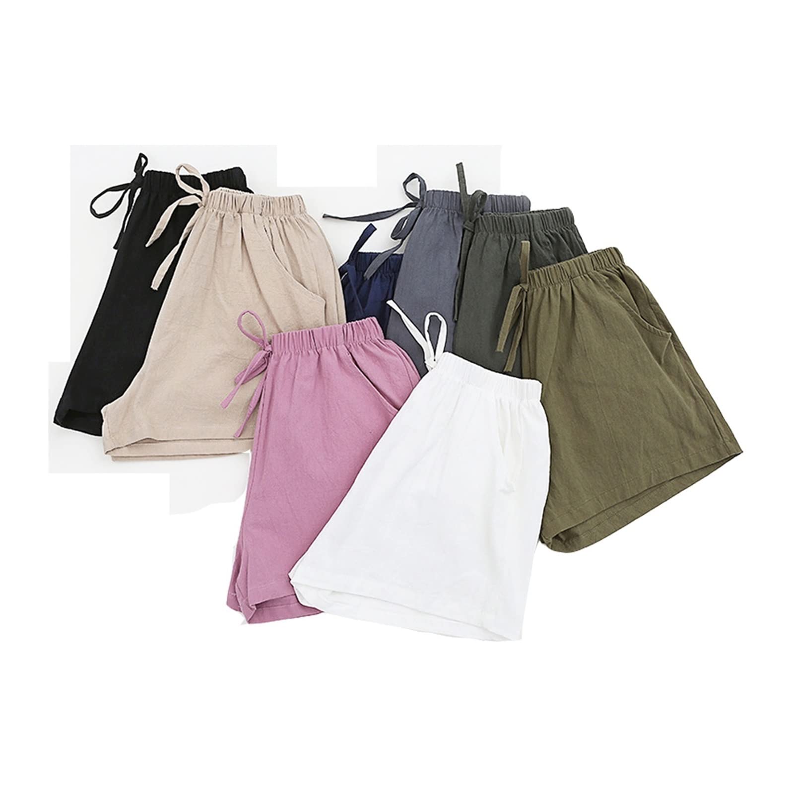 Pantalon En Lin Pour Femme - Léger Et Aéré - Pantalon De Plage Décontracté Avec Cordon De Serrage - Taille Haute - Pantalon De Loisirs - Short Court D'été Pour Femme, RD1