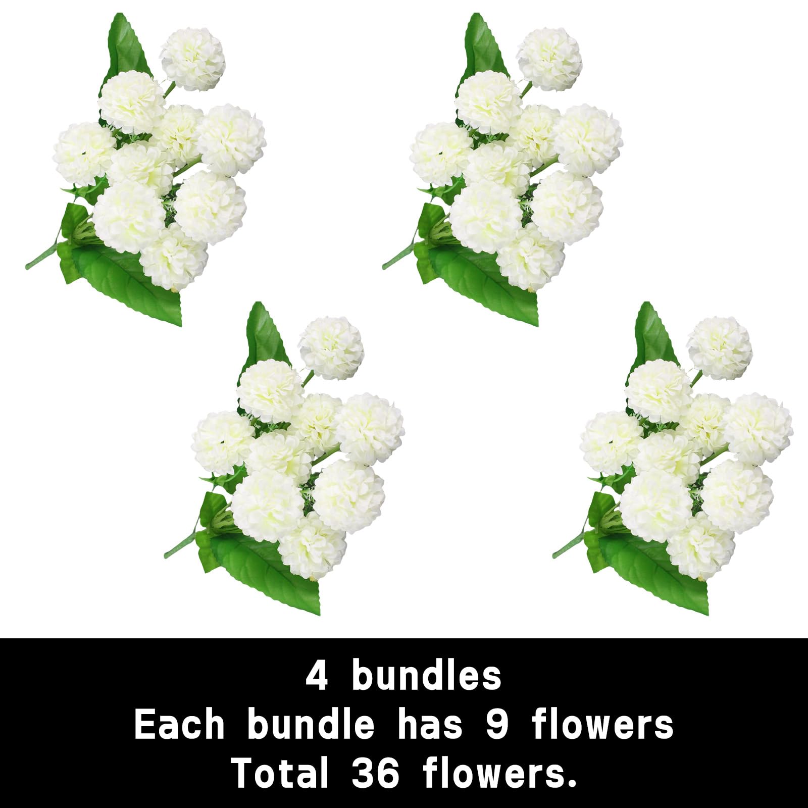astylishome Artificial Flowers Hydrangea 36 PCS Realistic Long Stem 38 cm Fake Bouquets for Wedding Home Hotel Party Garden Decoration Floral Arrangement White 0501 - Image 2