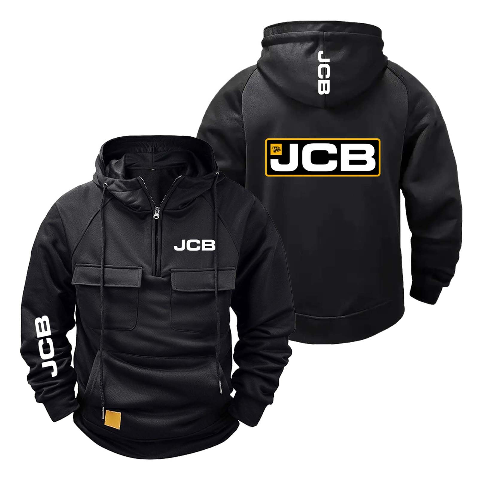 Mens Hoodies Outwear Tops for J.C-.B Printing Long Sleeve Hoody Hooded Sweatshirt Sportstyle Jackets Half Zip Plain Coats with Pocket Sportswear