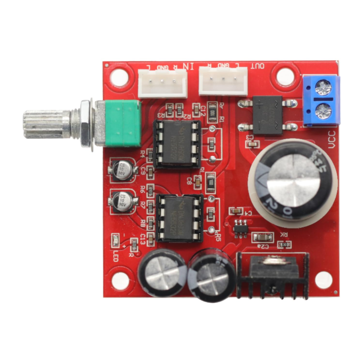 Dual NE5532 - Tarjeta preamplificador AC5-16V DC6-24V Fuente de alimentación única módulo amplificador micrófono preamplificadores de audio OP AMP Board