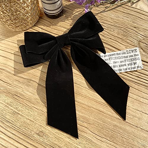 Pinzas para el cabello con moño de terciopelo negro miniatura 4