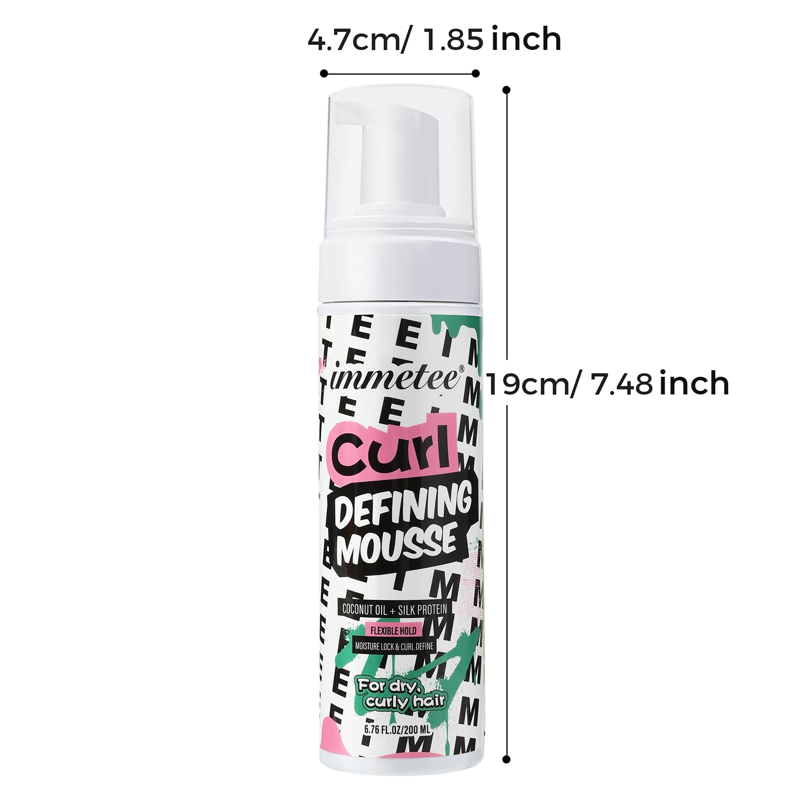 immetee Pianka do włosów kręconych z olejem kokosowym i proteinami jedwabiu – zapobiega puszeniu, nawilża i podkreśla loki. 200 ml / 6,76 fl. oz.