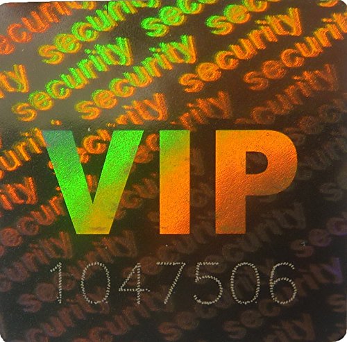 Holographic labels BY EtikettenWorld 20 mm x 20 mm ''VIP'' With Serial numbers EW-H-S1100as, Tamper proof, Water proof, Security seal labels (5000)