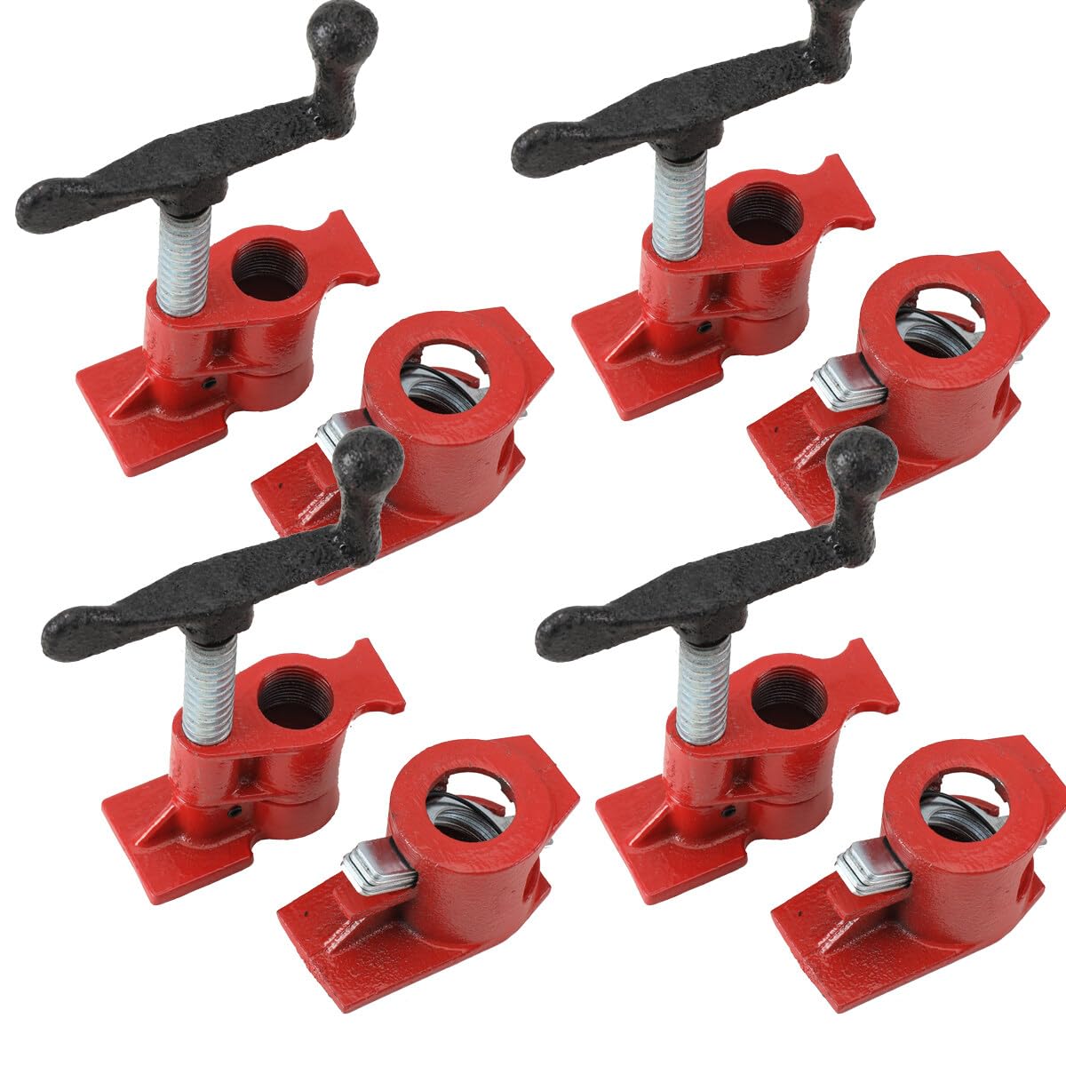 CDZHLTG 4 Set 3/4 Wood Gluing Pipe Clamps Heavy Duty Wood Carpenters Clamp Set Woodworking Clamps Workbench Gluing Tool Pipe Screw Clamp Cast Iron