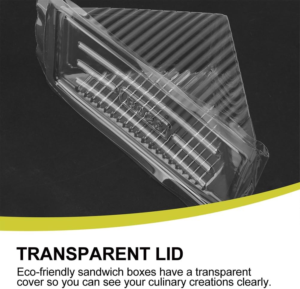 200pc Striangle Sandwich Container Disposable Sandwich Triangle Case Plastic Packing Box Clear Clamshell Food Containers Triangle Cake Containers with Lids Food Box