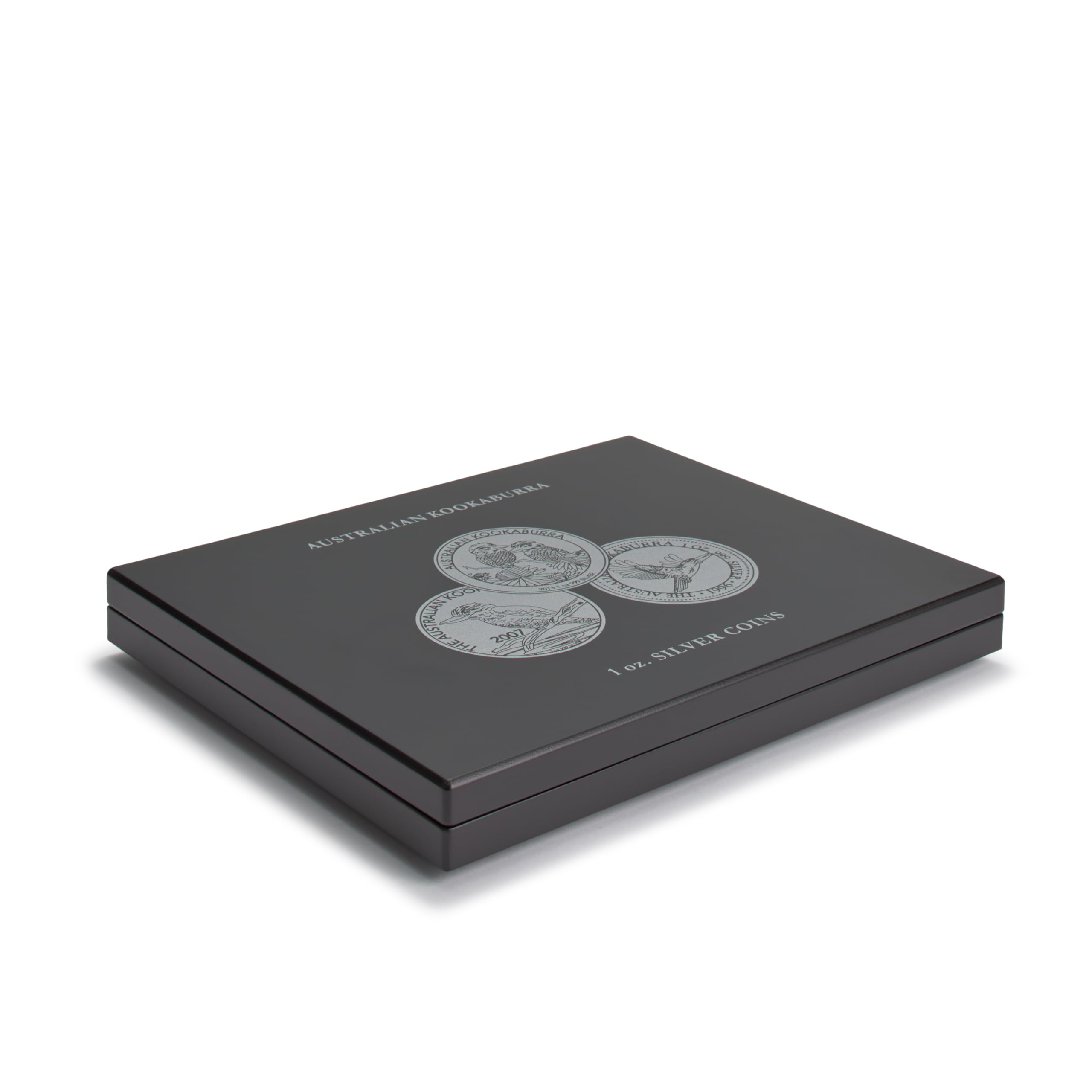 Leuchtturm 346441 Estuche Volterra Uno para 20 Monedas de Plata Australian Kookaburra - 30,5 x 24,5 cm, Satinado, óptico Negro
