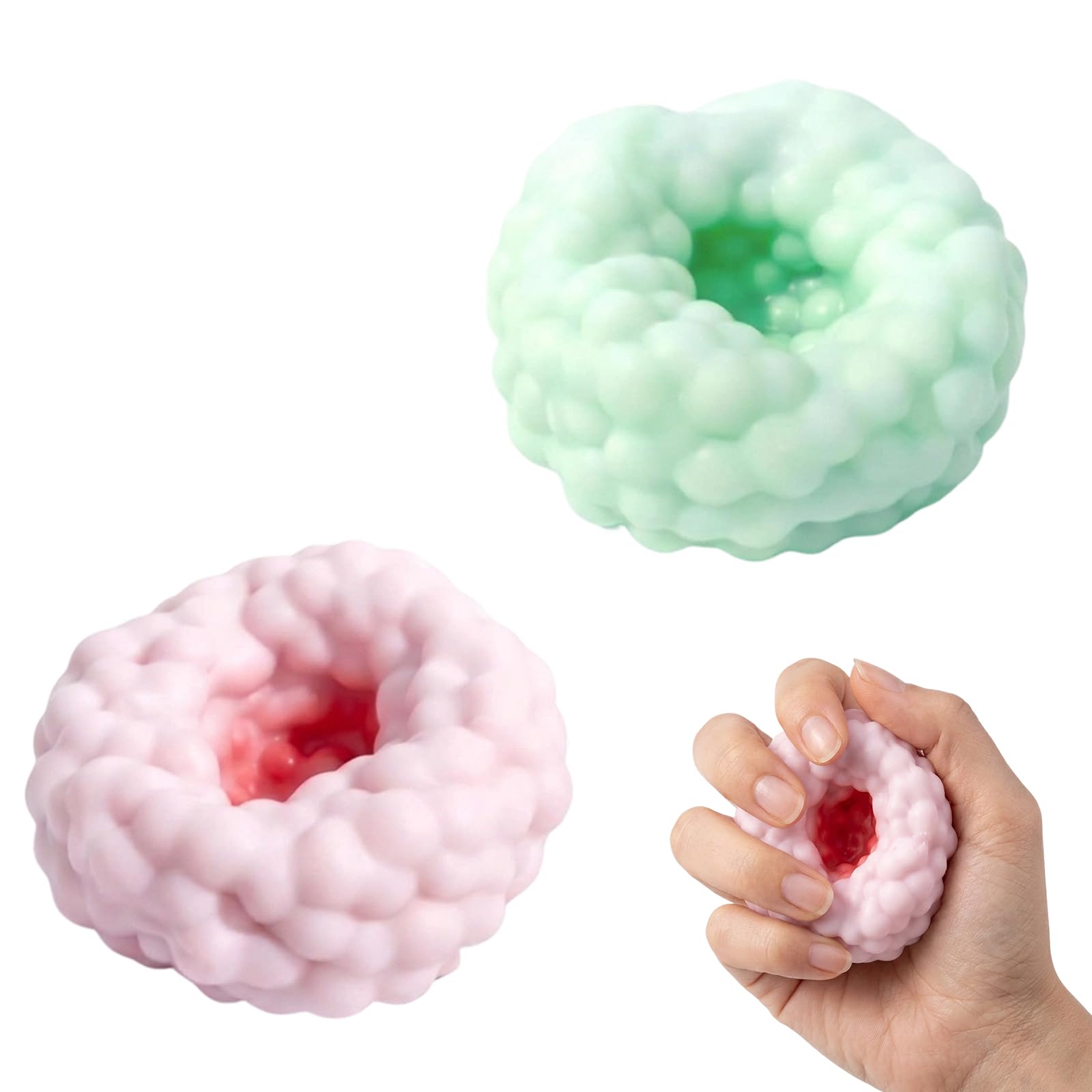 2Pcs Wax Cracking Squishy, Crunchy Squishy Stress Relief Balls with Slow Rise Technology, Dual Texture Sensory Toys for Office Desk Use and Focus Enhancement, Sensory Stress Relief Tools