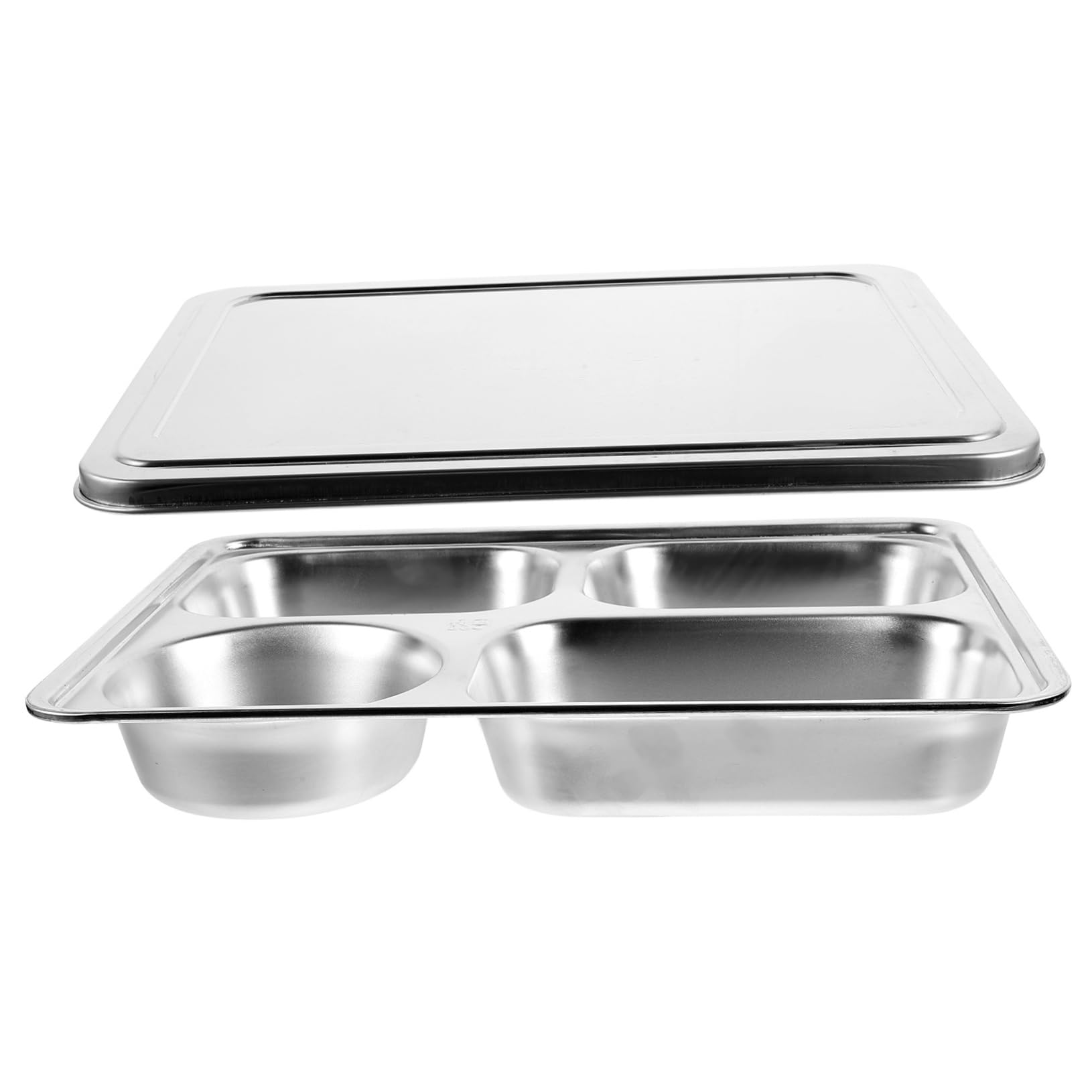 OKUMEYR Divided Food Dish Stainless Steel Serving Plate Multi-use for Camping Picnic Home