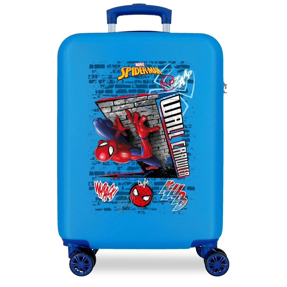 Joumma Marvel Spiderman Wall Crawler Cabin Suitcase Blue 38x55x20 cm Rigid 2 kgs Side Combination Lock ABS 2 kgs 35L Hand Luggage