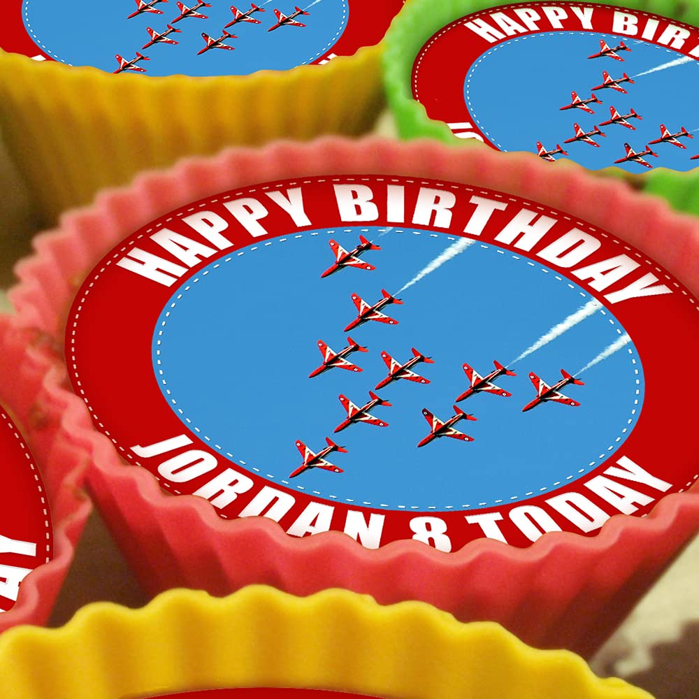 Dalton Designs Uk Red Arrows - 20 X 5Cm Personalised Edible Cupcake Toppers On Premium Icing