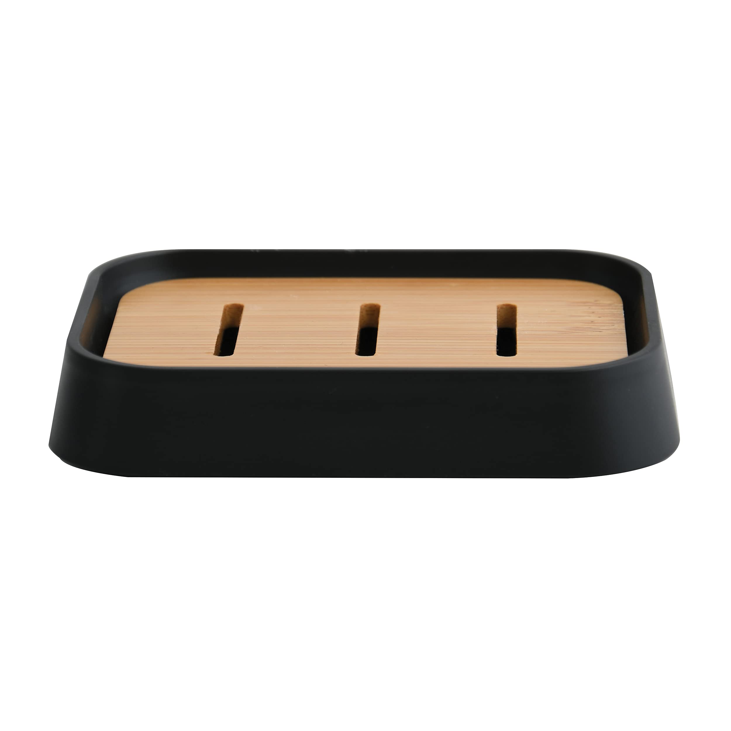 MSV Soap Dish PS & Bamboo KAMLA Black