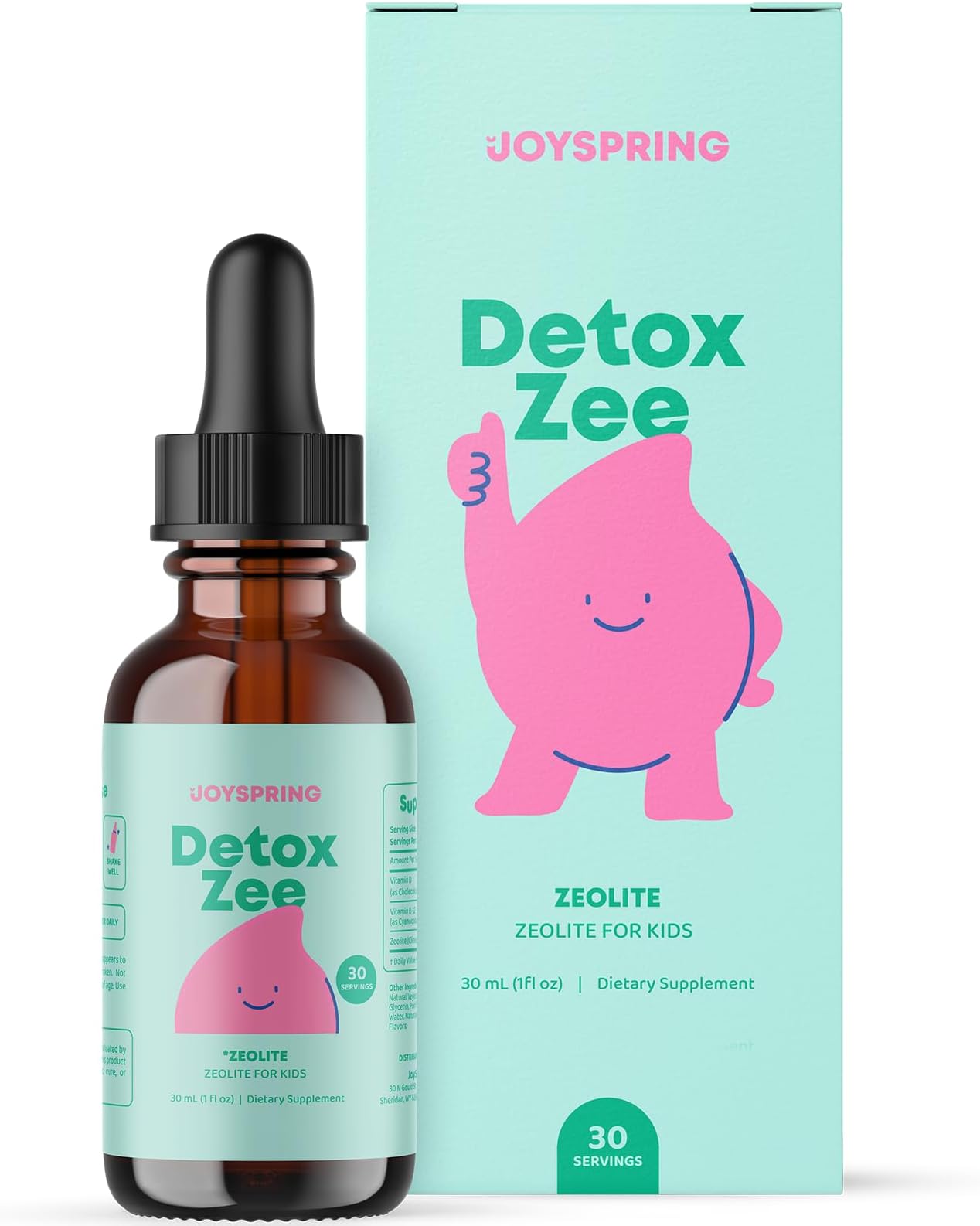 JoySpring DetoxZee Zeolite Drops for Kids – Clinoptilolite Mineral Supplement with Vitamin D3 & Cyanocobalamin B12 – Liquid Vitamins for Kids, Mild Berry Flavor, Crafted in USA, 30 Servings