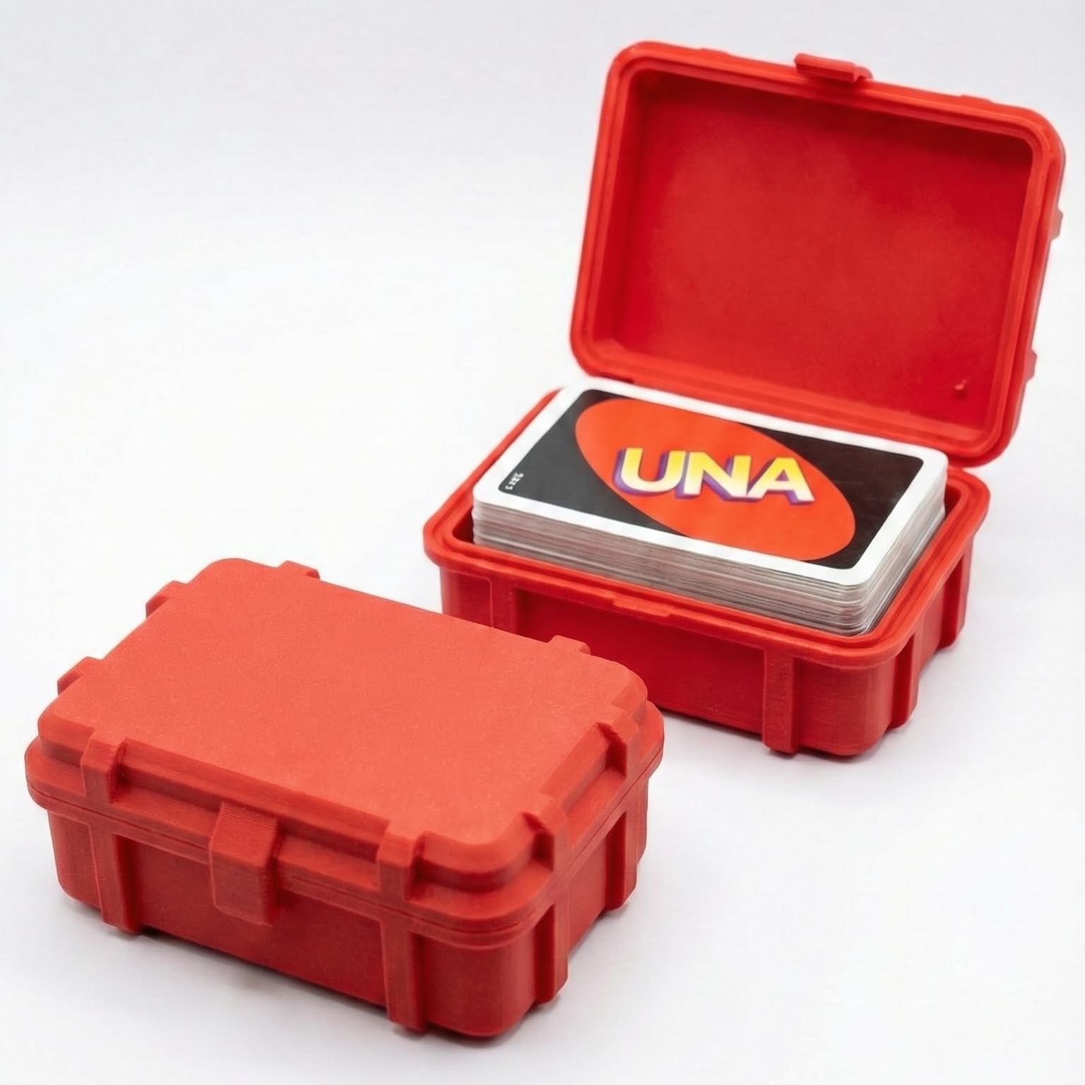 Rugged Playing Card Storage Box with Snap Lock, Premium Textured Finish, Durable Travel Case for Card Decks, Universal Compatibility - Holds upto 2 Deck (Red - Textured)-image-11