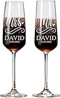 Vista 1 de Copas de champán de boda personalizadas, juego de 2 copas de champán, vasos de brindis para el señor y la señora, decoración de boda, copas