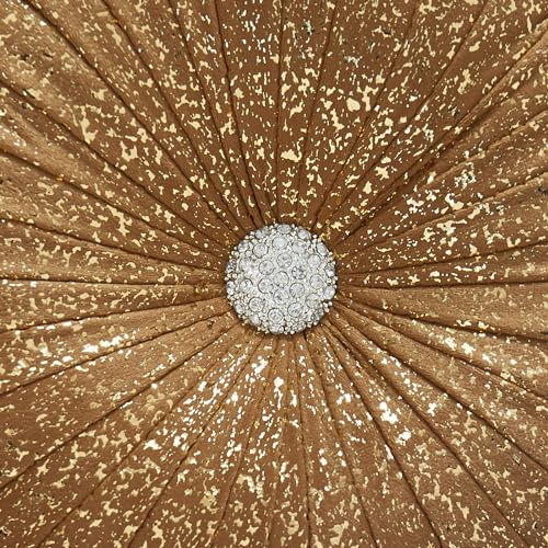 Image of EUCIOR Round Throw Pillows,Brown Throw Pillows,Gold and Brown Decorative Pillow,Pumpkin Pleated Handmade Round Velvet Decorative Pillow for Sofa Bedroom Livingroom