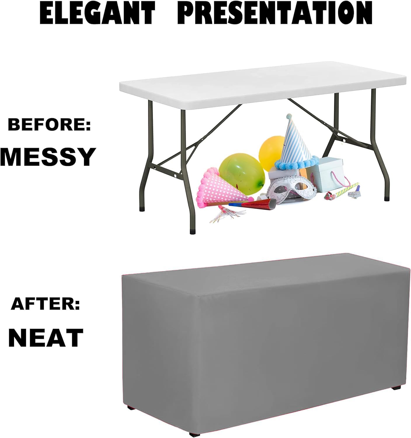 Elegant Event Essentials - Rectangle Fitted Polyester Tablecloth - Table Cover For Home, Buffet Table, Holiday, Banquet, Dinner, Wedding Events, Trade